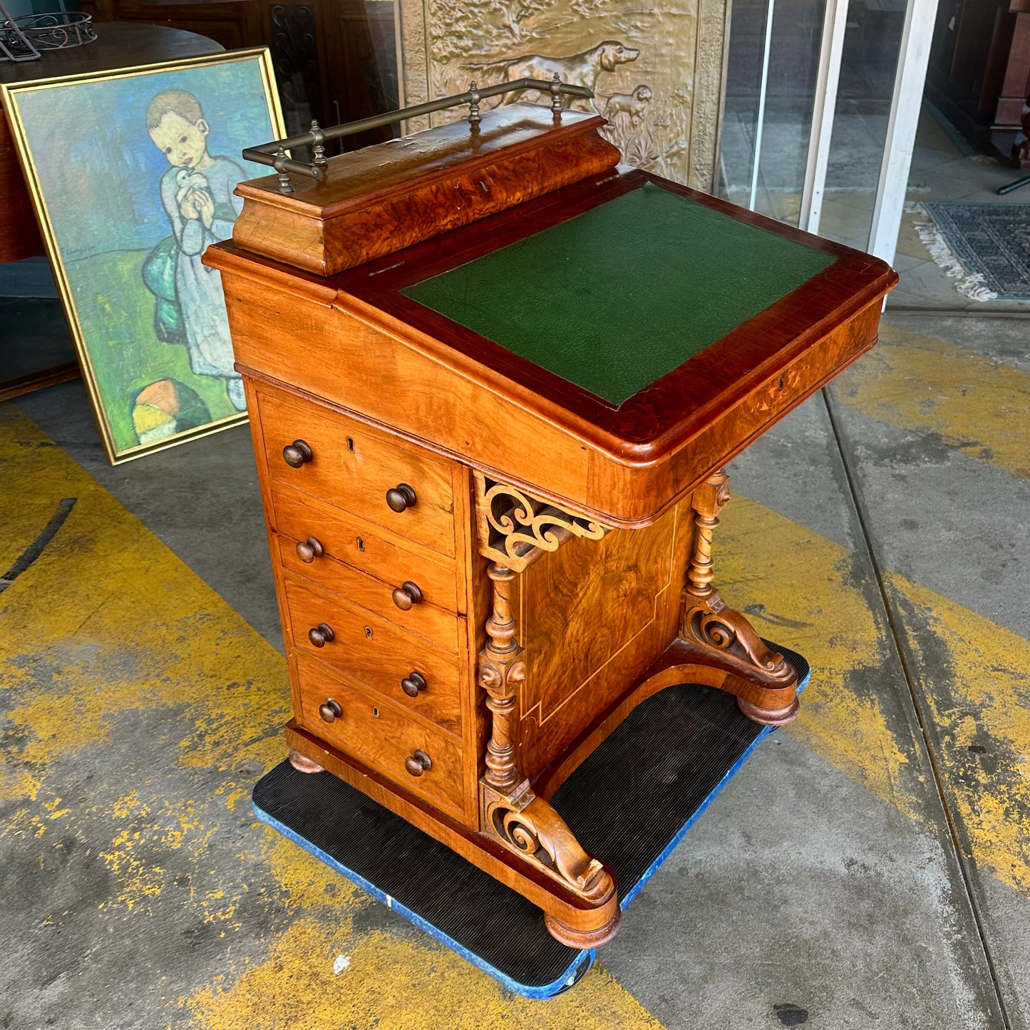 Victorian Burr Walnut Davenport Desk with Pop-Up Stationery Cabinet c.1860–1880