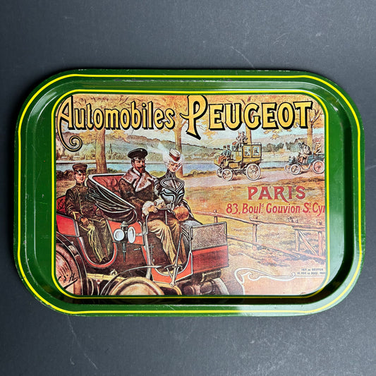 Vintage Peugeot Automobiles Tin Tray – Paris Advertising Motoring Tray
