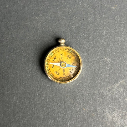Antique Mini Pocket Compass – German Made Brass Travel Compass