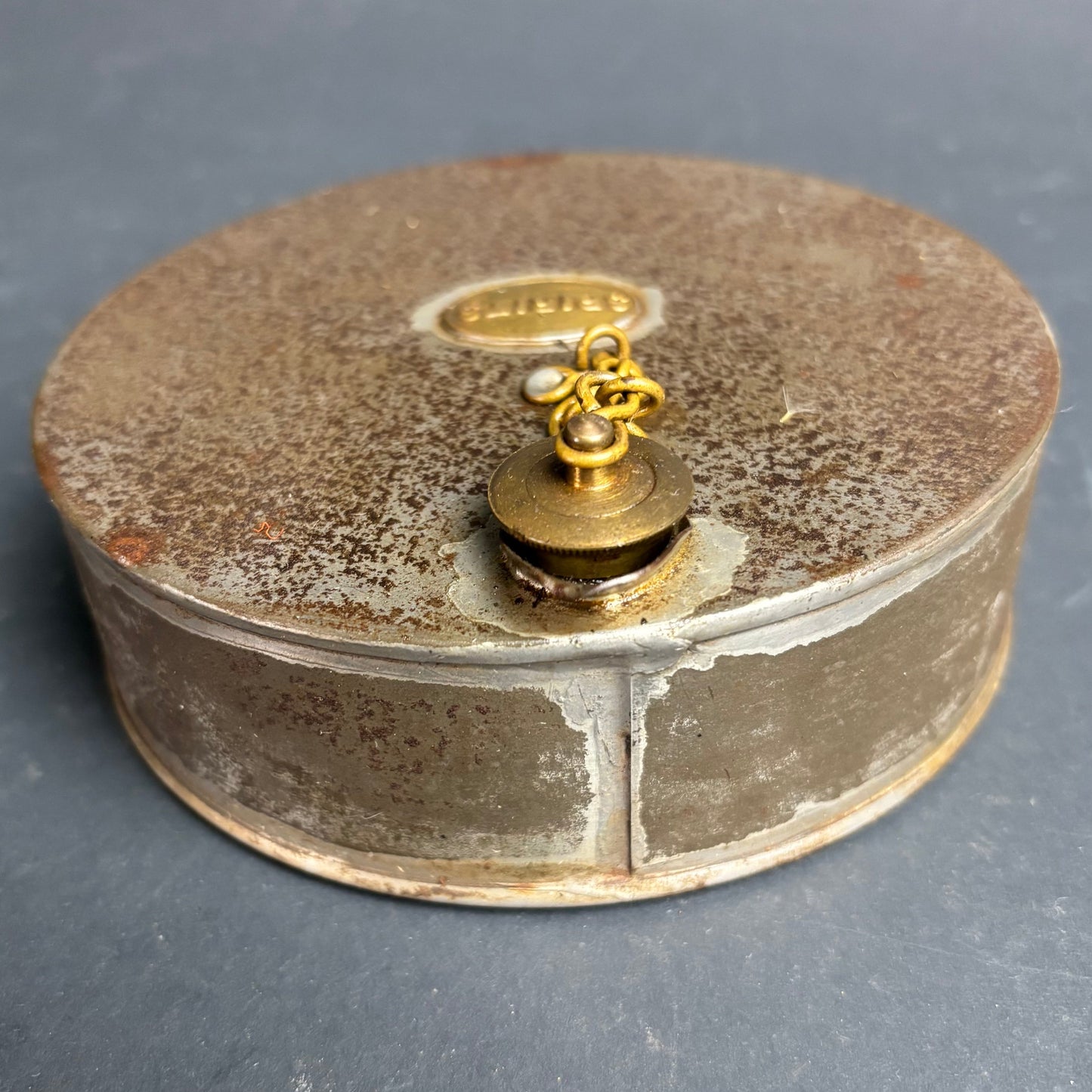 Vintage Metal Spirit Kettle / Spirit Can with Brass Cap Chain Marked “SPIRITS”