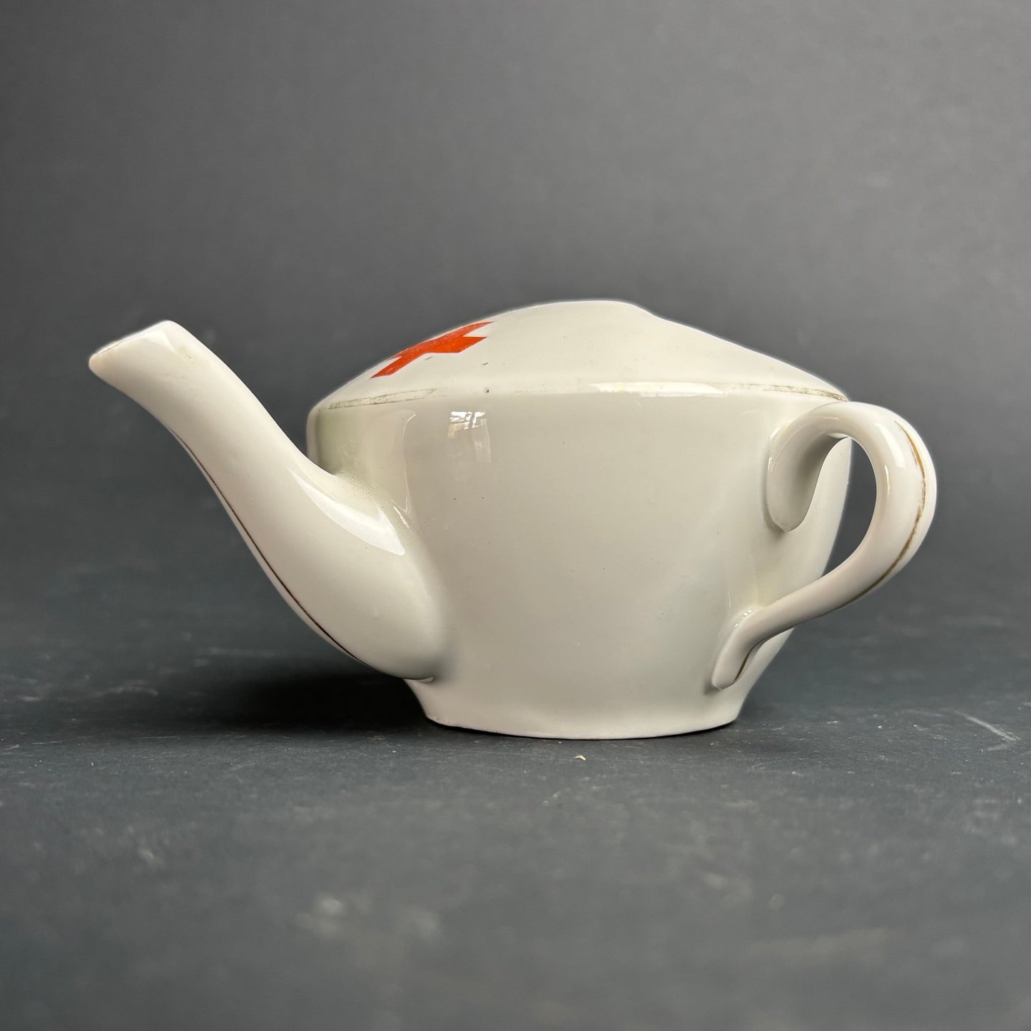 Vintage Ceramic Invalid Feeder / Hospital Feeding Cup Red Cross Nursing Teapot
