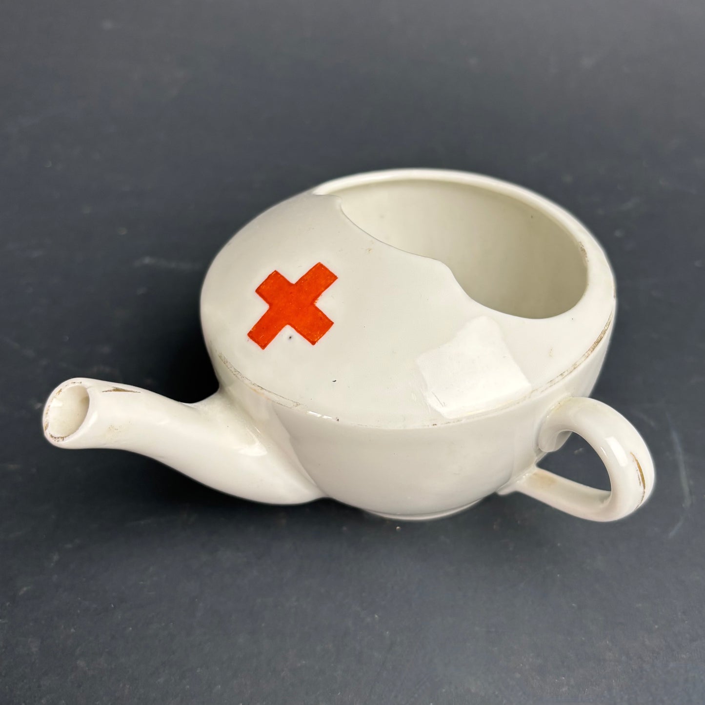 Vintage Ceramic Invalid Feeder / Hospital Feeding Cup Red Cross Nursing Teapot