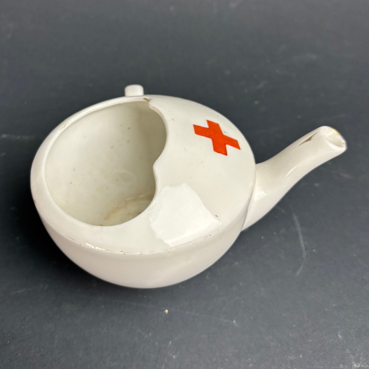 Vintage Ceramic Invalid Feeder / Hospital Feeding Cup Red Cross Nursing Teapot