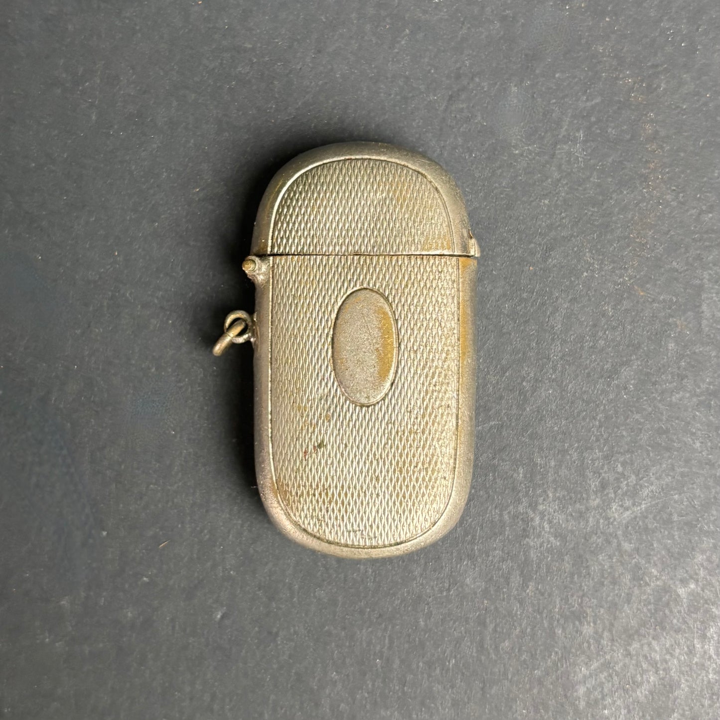 Antique Vesta Case – Engine Turned Metal Match Safe / Pocket Match Holder