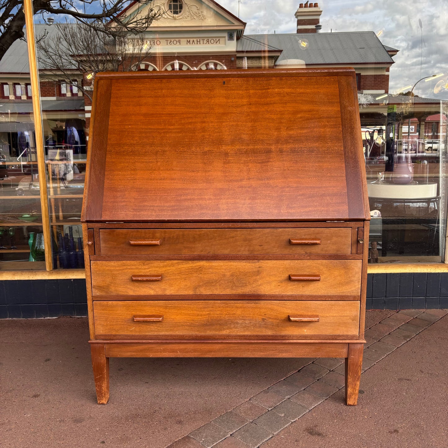 Vintage Australian Jarrah Fall-Front Bureau Desk