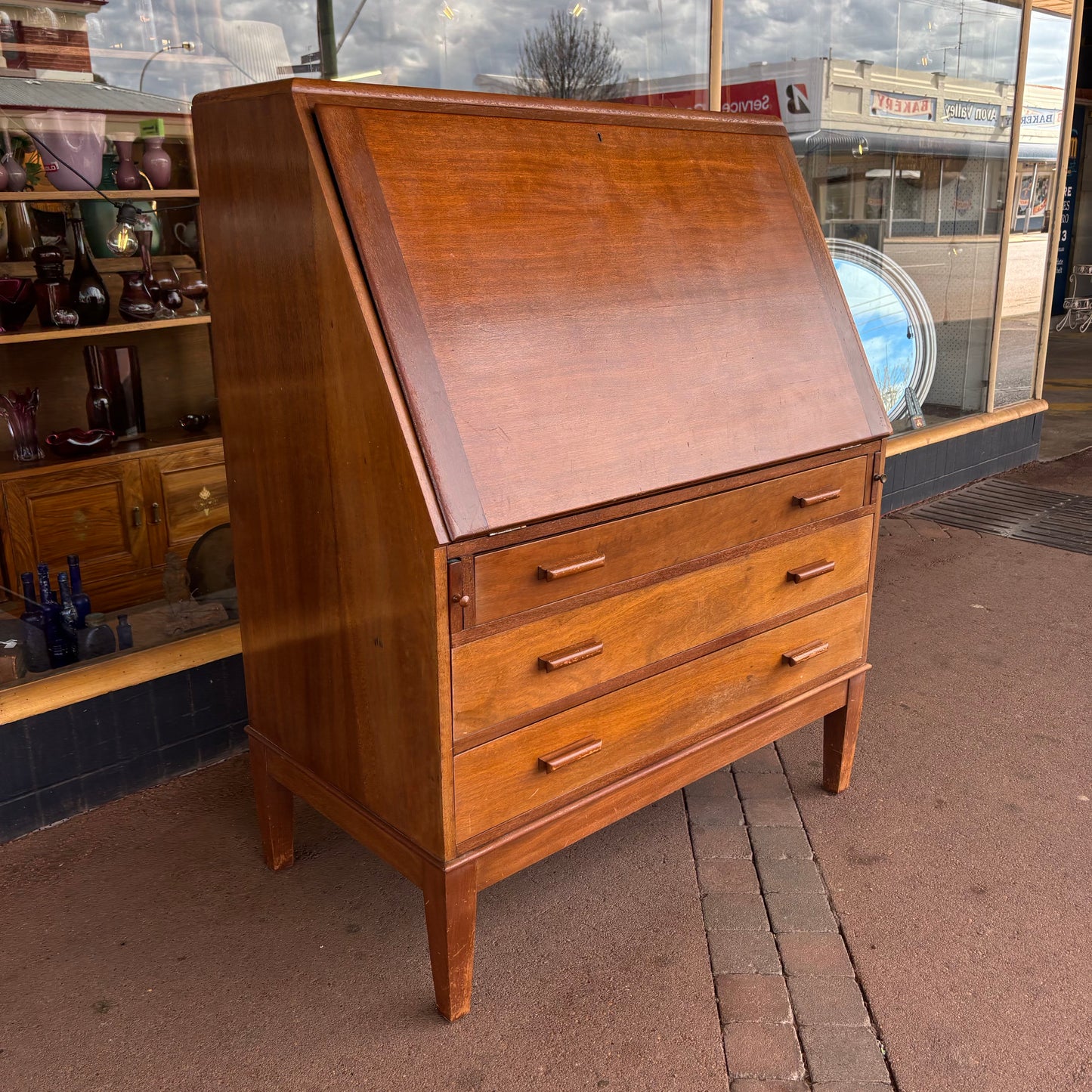 Vintage Australian Jarrah Fall-Front Bureau Desk