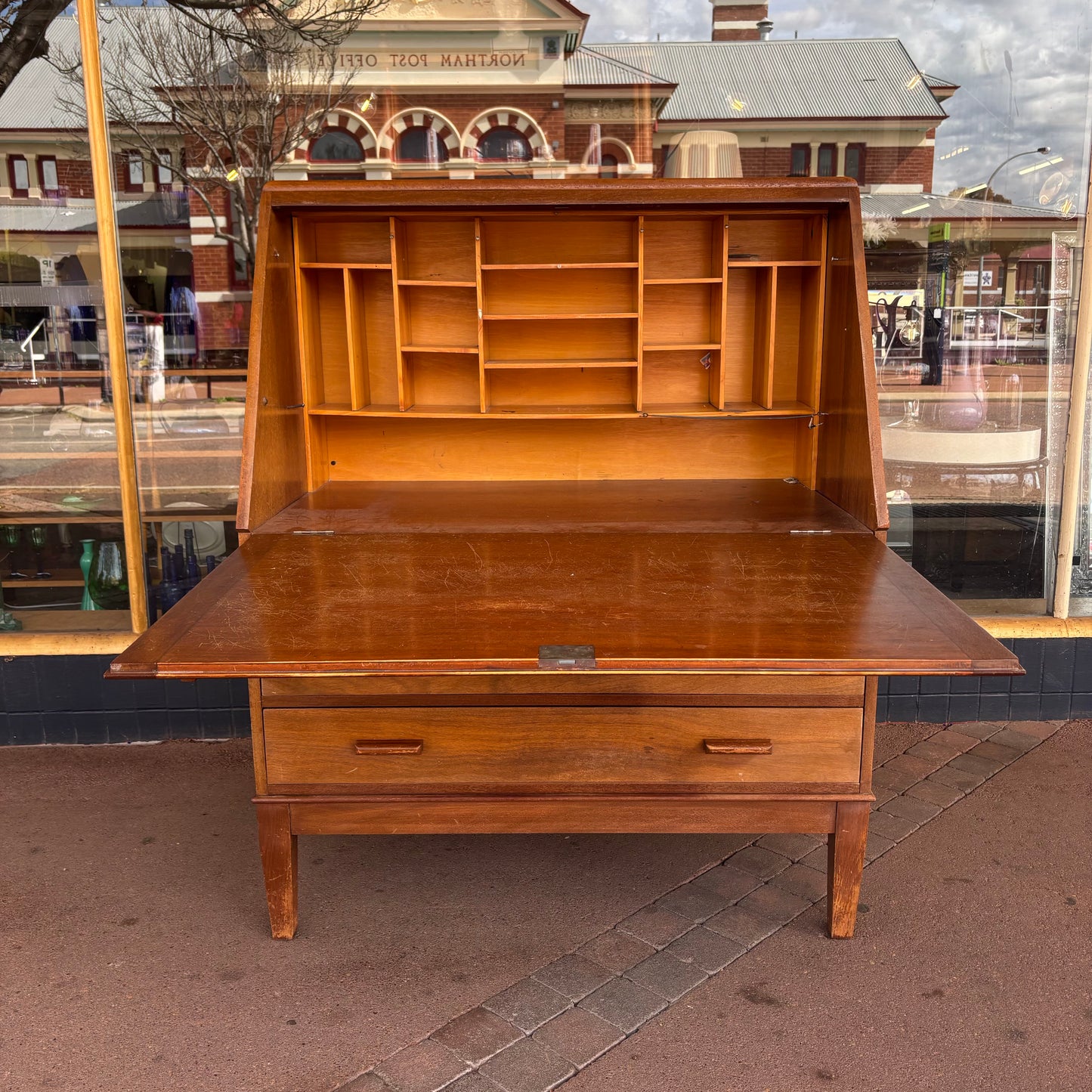 Vintage Australian Jarrah Fall-Front Bureau Desk