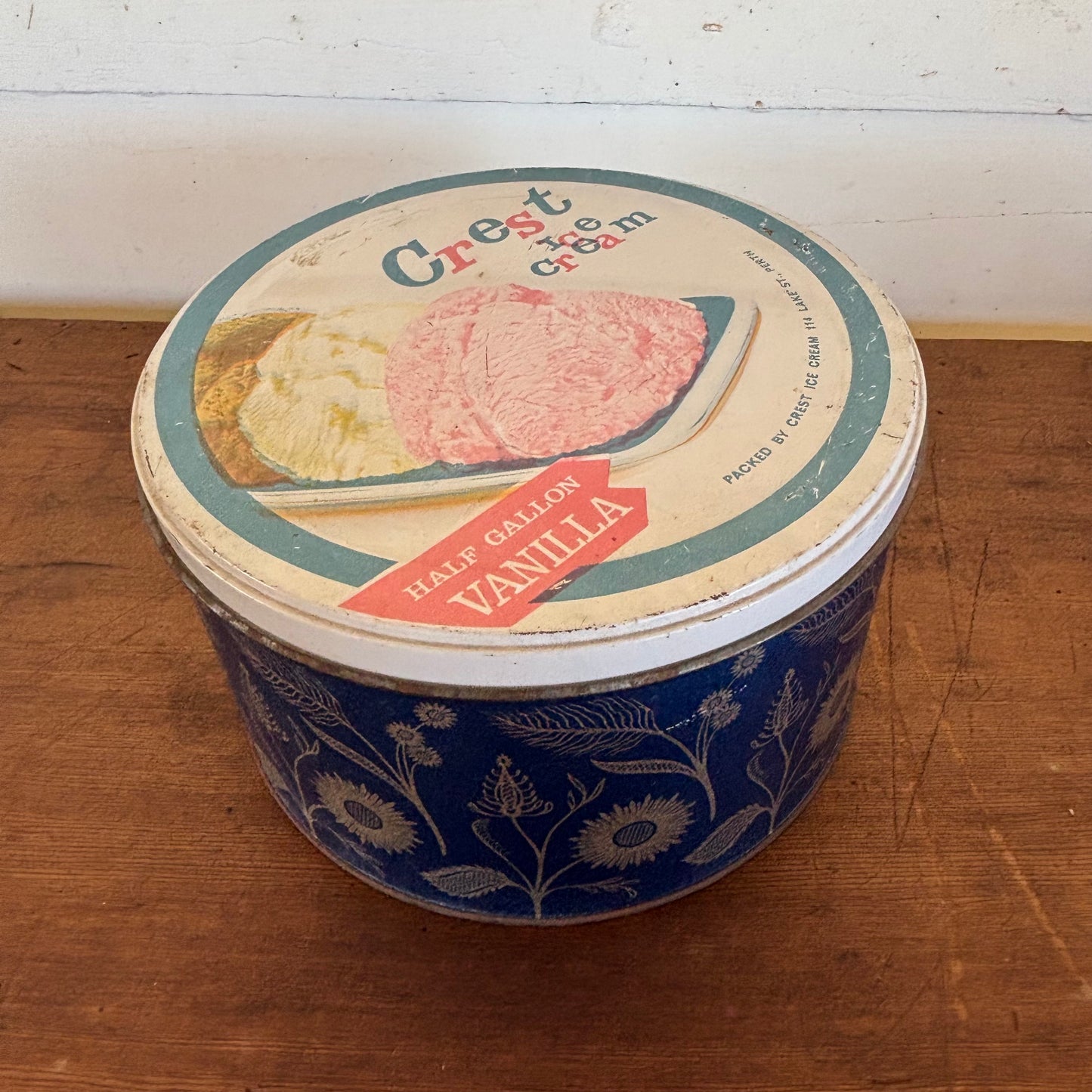 Vintage Crest Ice Cream Tin – Perth, c.1950s