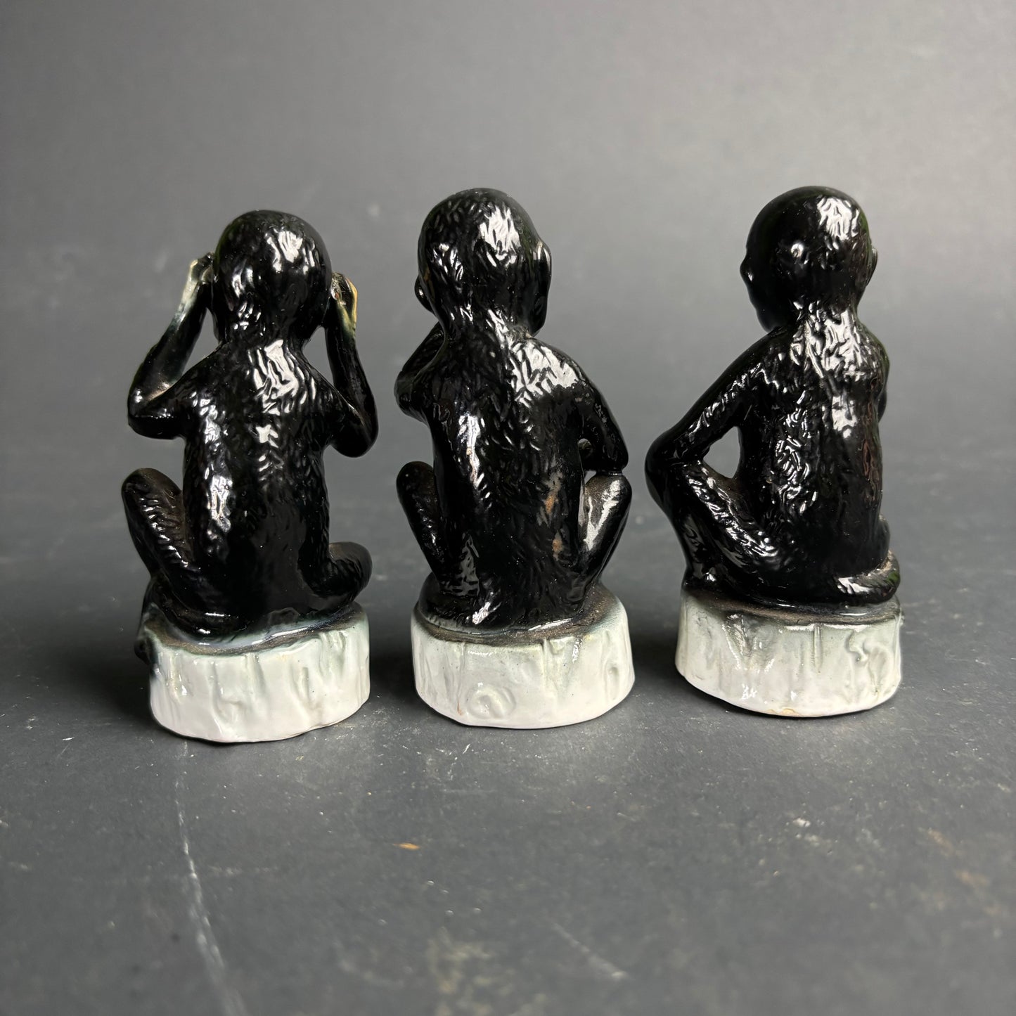 Vintage See Hear Speak No Evil Monkeys – Ceramic Figurine Set