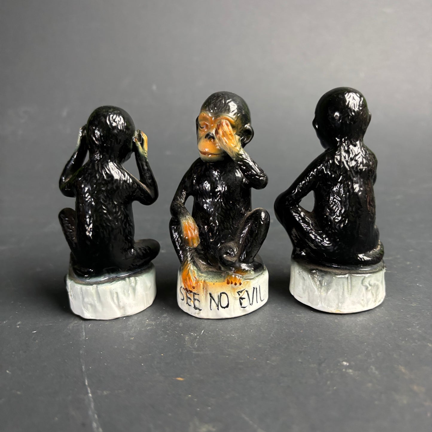 Vintage See Hear Speak No Evil Monkeys – Ceramic Figurine Set