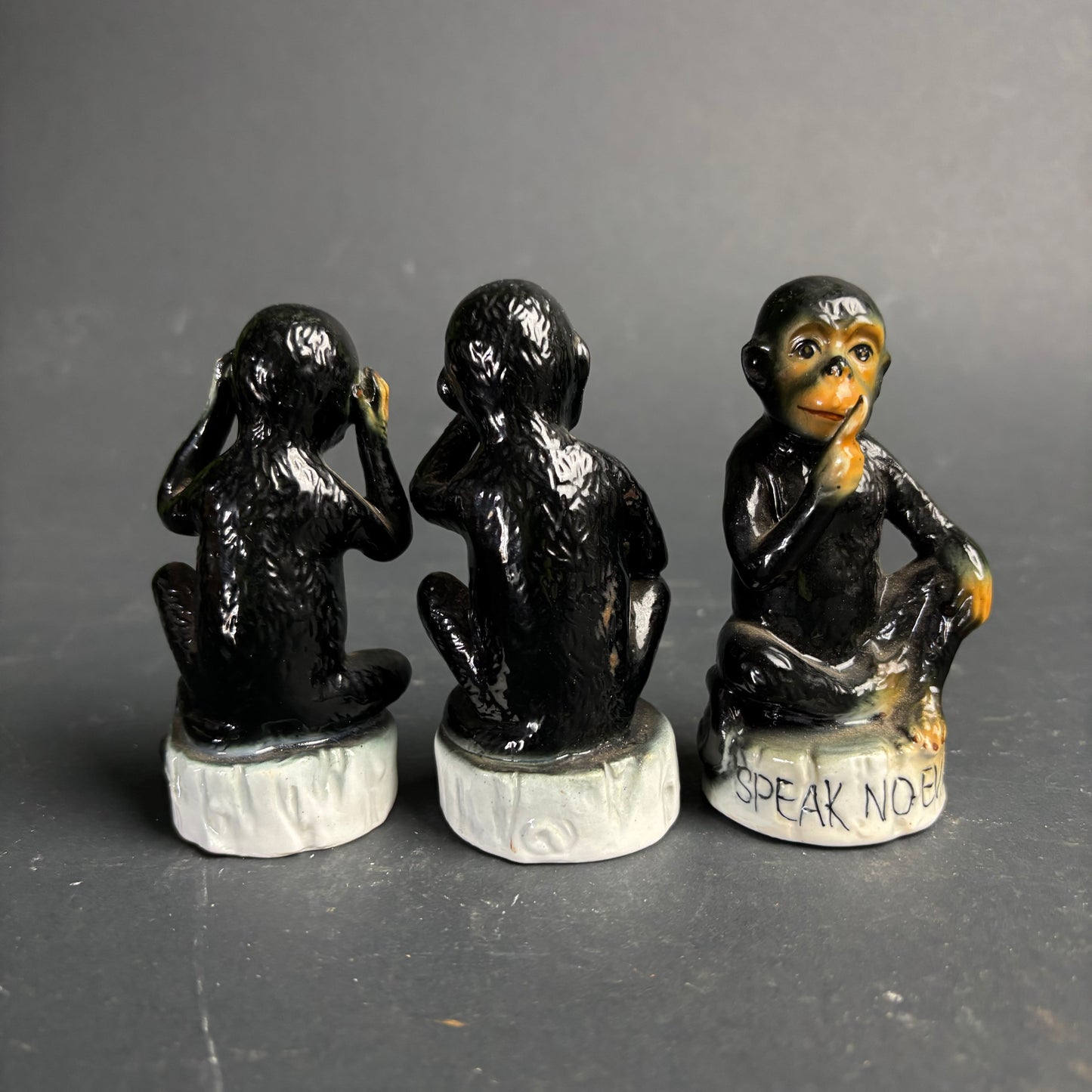 Vintage See Hear Speak No Evil Monkeys – Ceramic Figurine Set