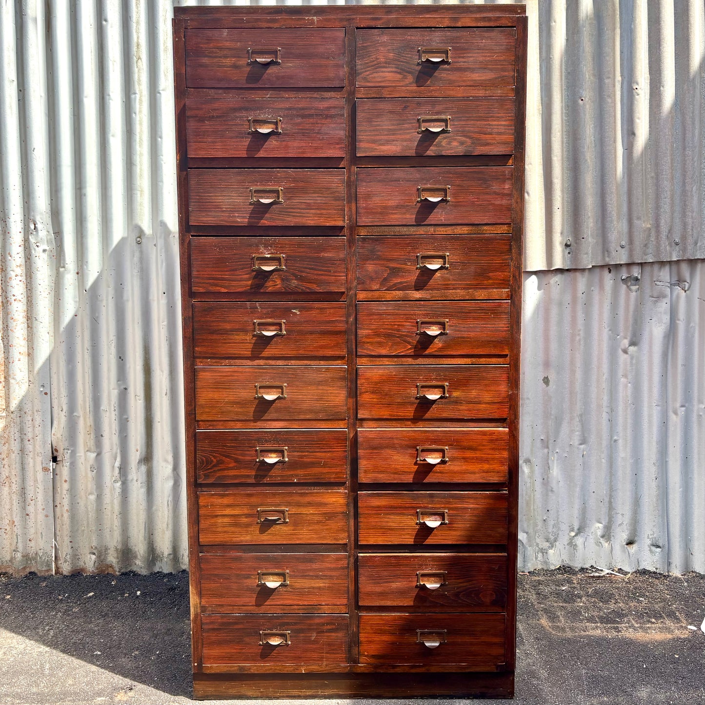 Vintage 20 Drawer Timber Filing Cabinet – Industrial Storage Chest