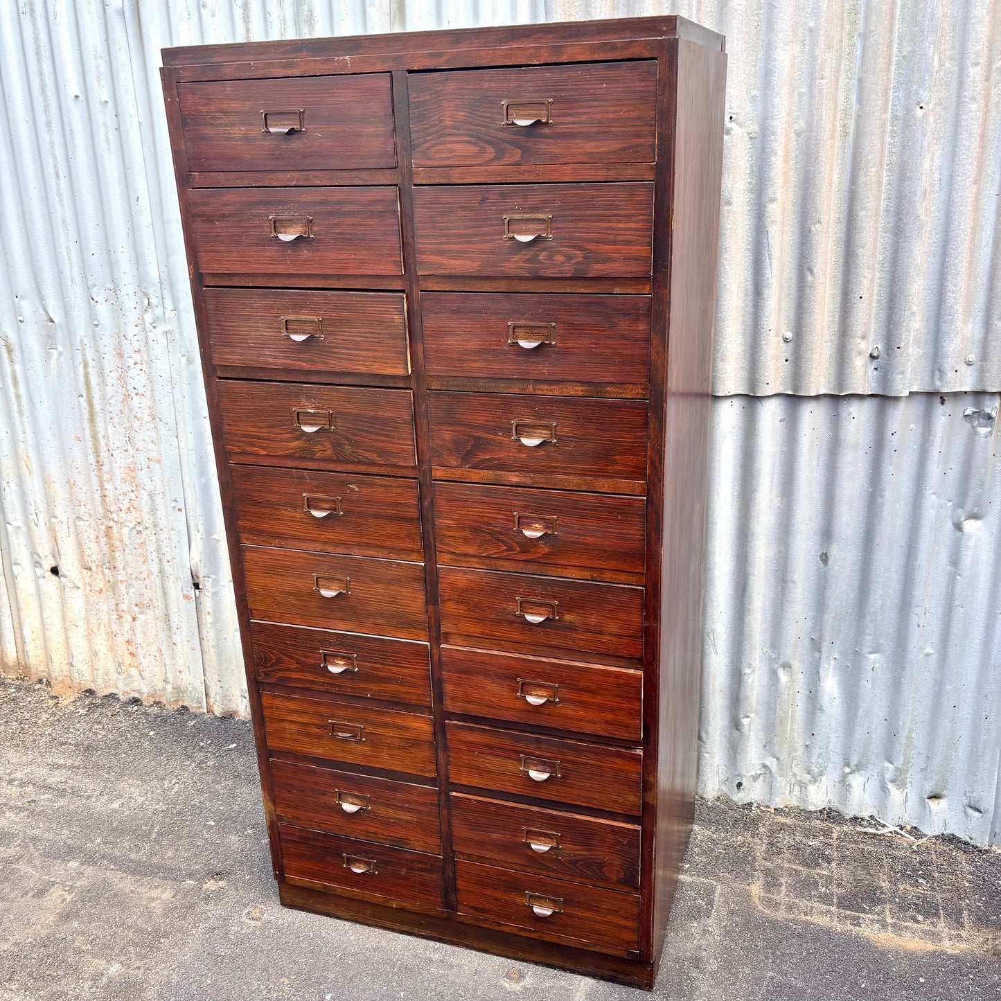 Vintage 20 Drawer Timber Filing Cabinet – Industrial Storage Chest