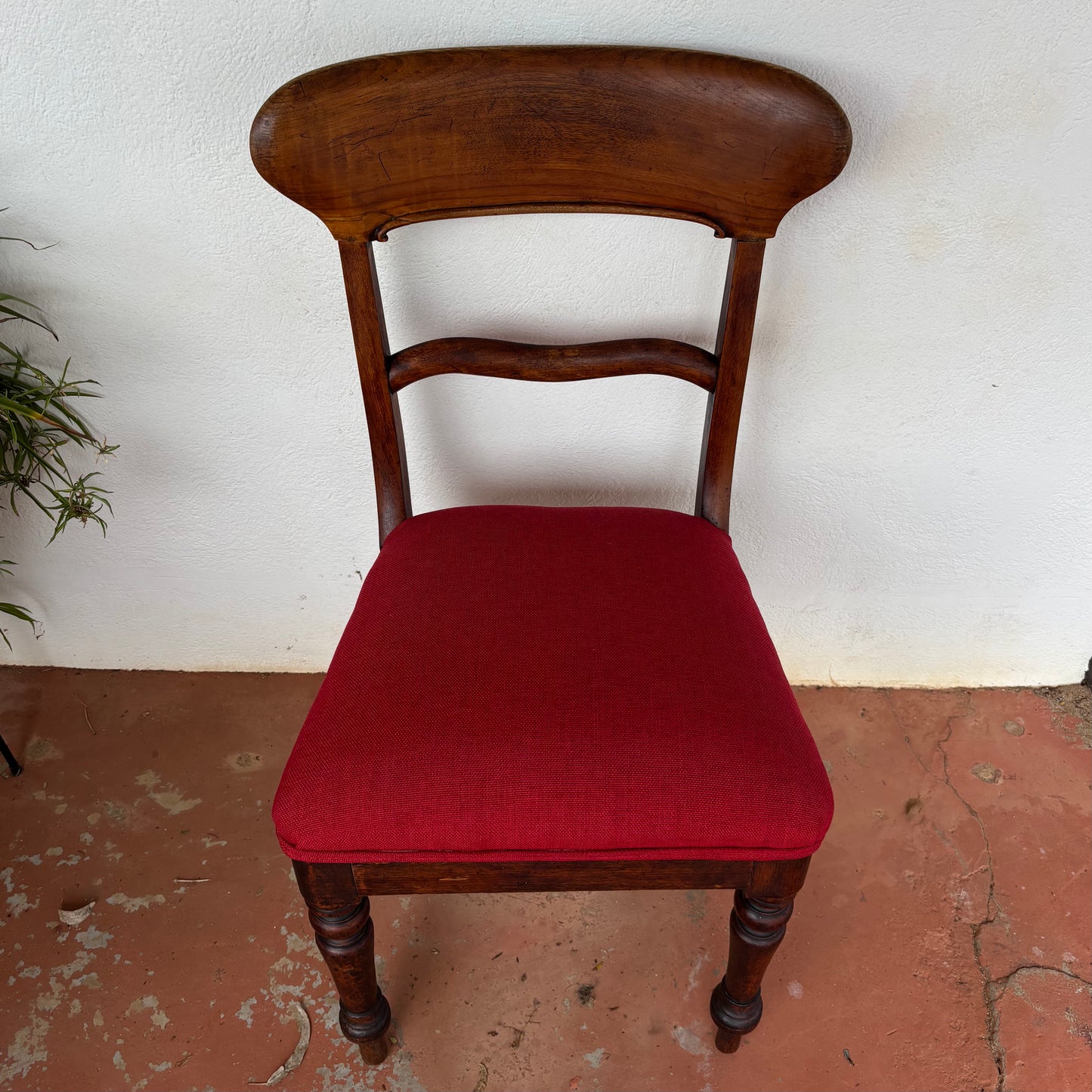Victorian Australian Cedar Dining Chair with Red Warwick Upholstery