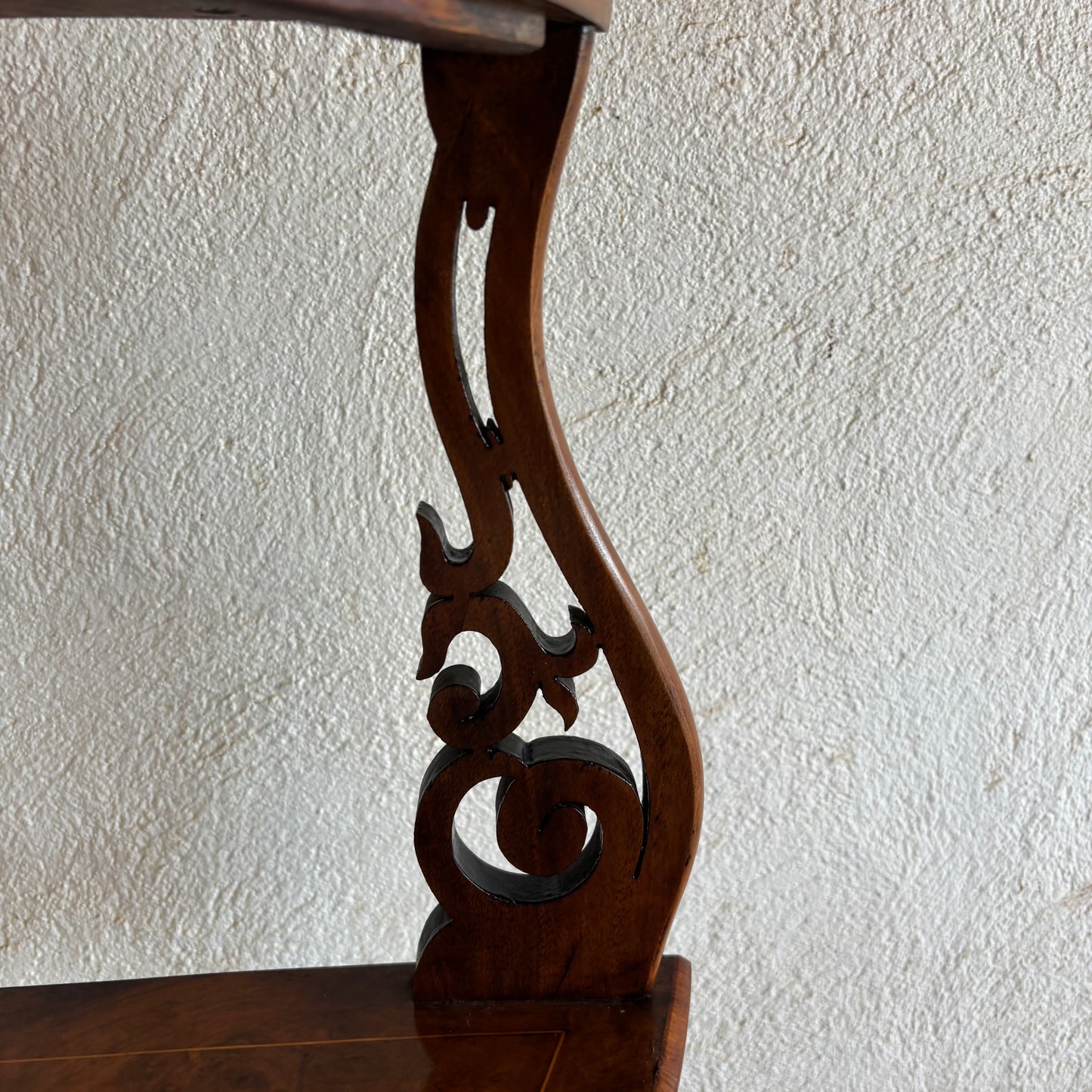 Antique Victorian Burr Walnut Inlaid Corner Whatnot c.1880