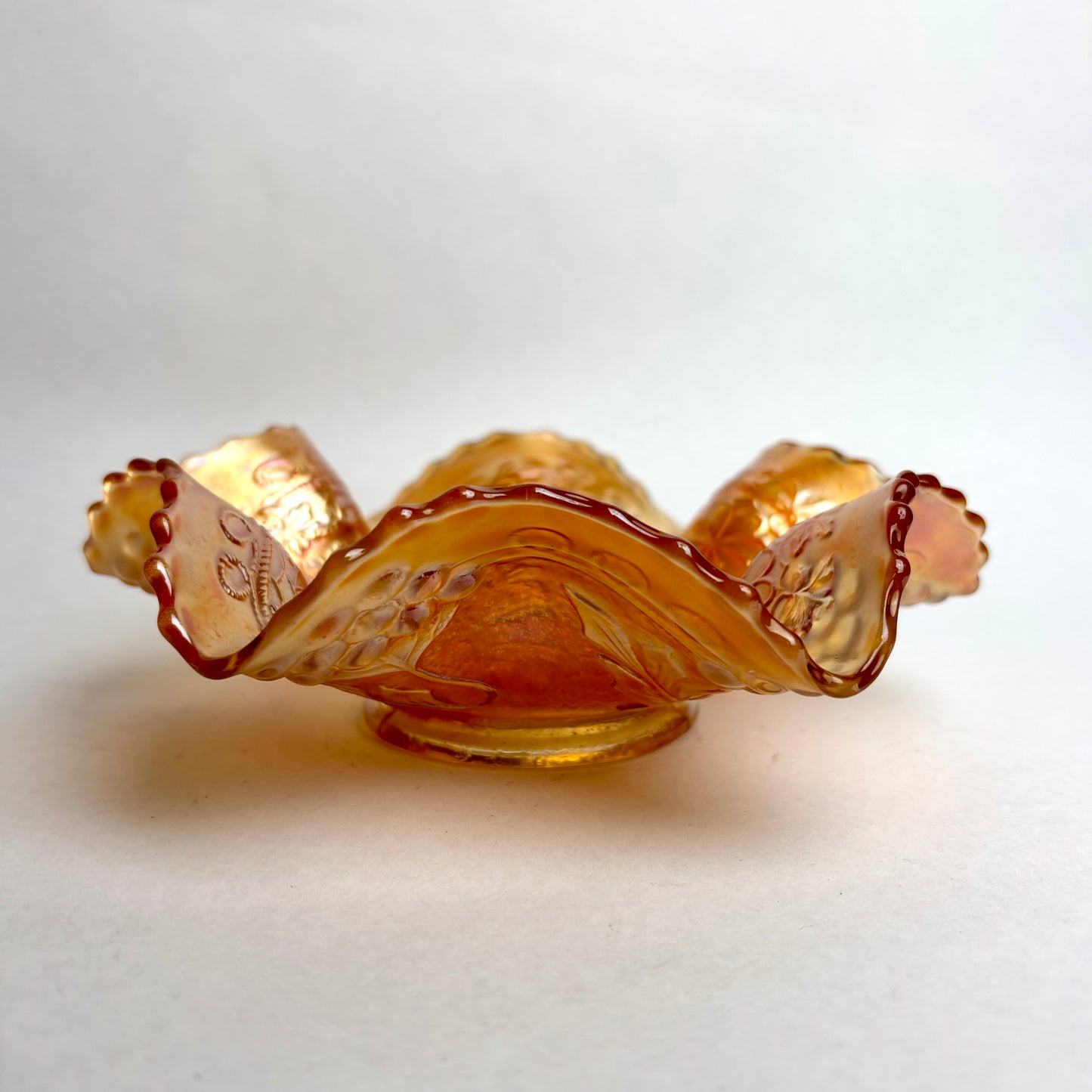 Fenton Marigold Carnival Glass Cherry Chain Bowl