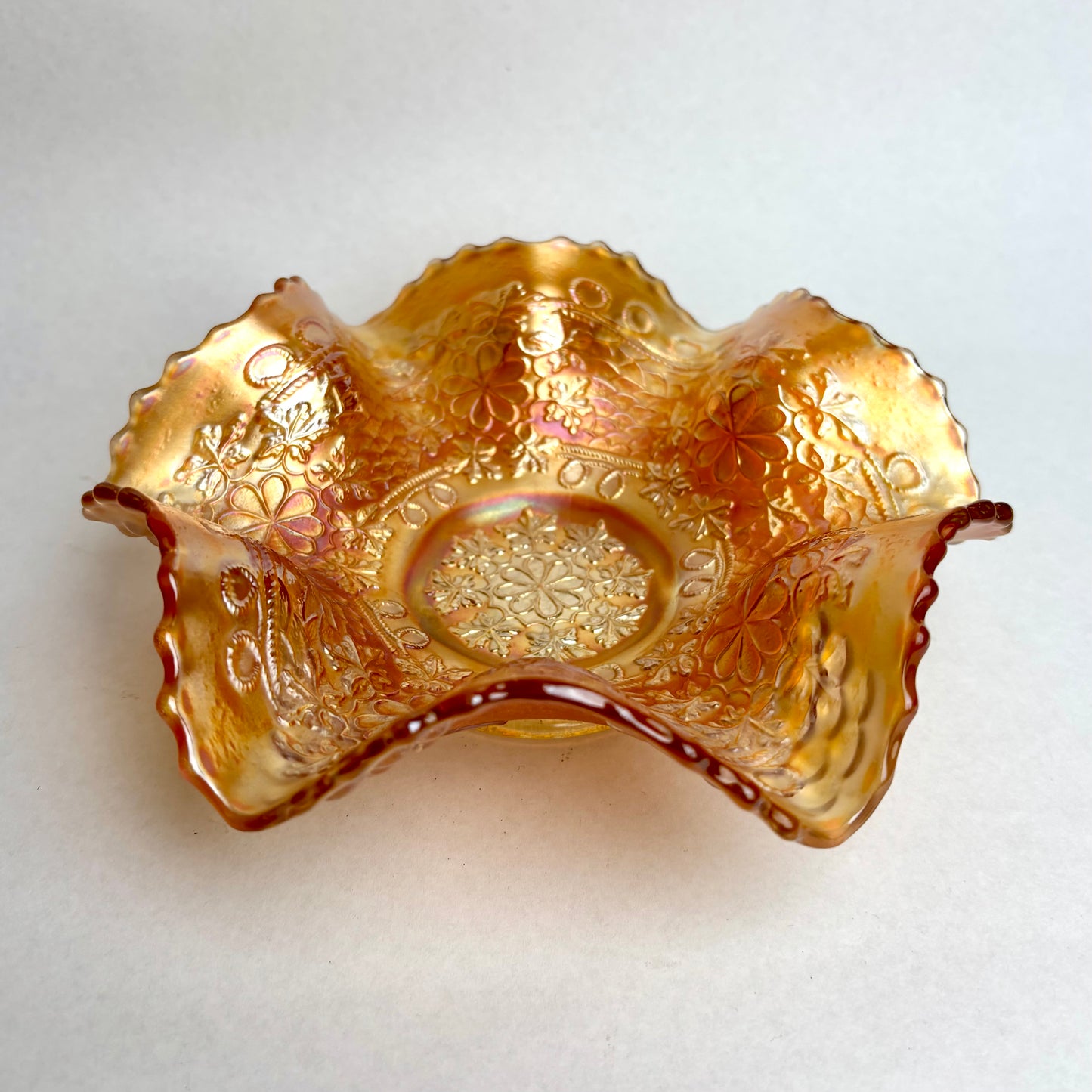 Fenton Marigold Carnival Glass Cherry Chain Bowl