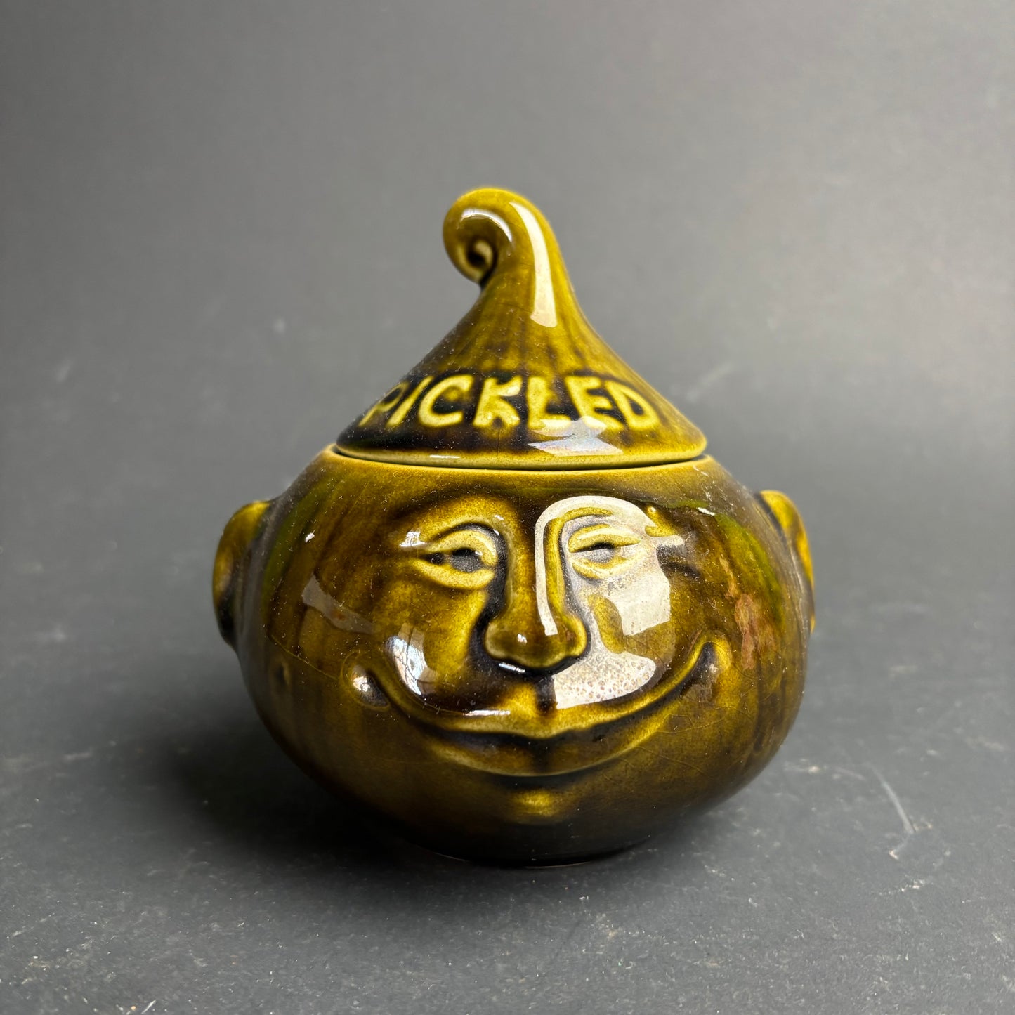 Vintage Pickled Onion Face Pot – English Character Ware Jar