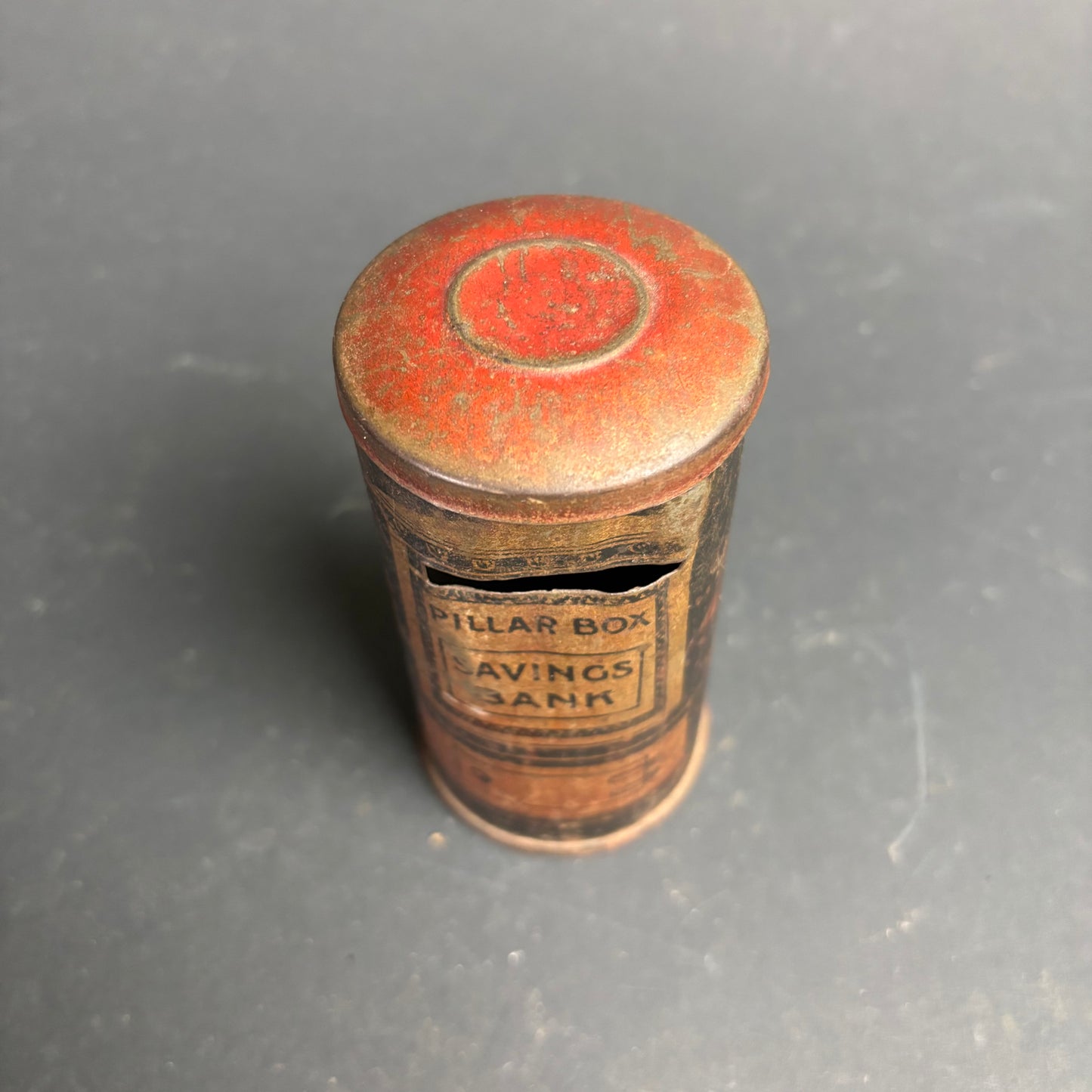 Antique Tinplate Pillar Box Savings Bank – British Post Box Money Box