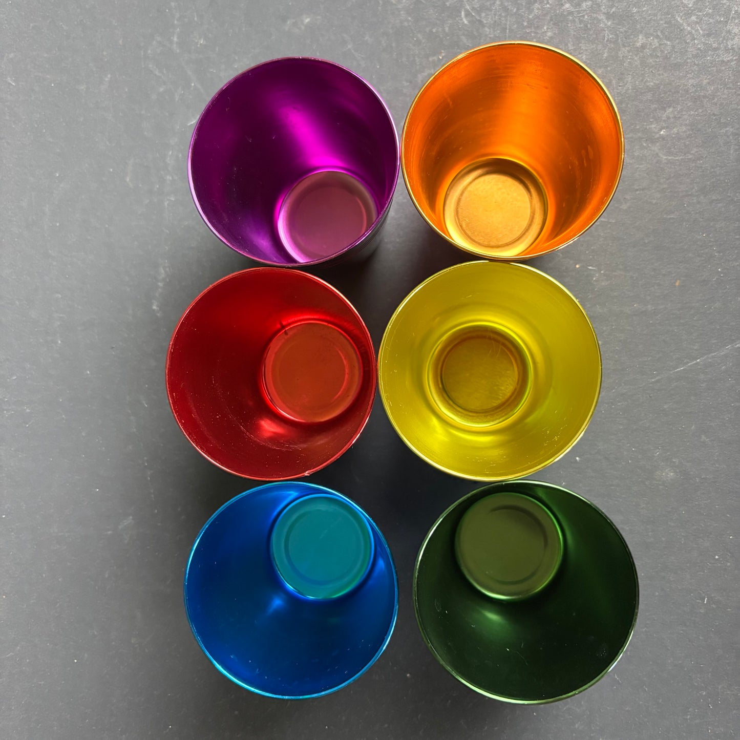 Vintage 1970s Anodised Aluminium Travel Cup Set with Leather Case & Bottle Opener