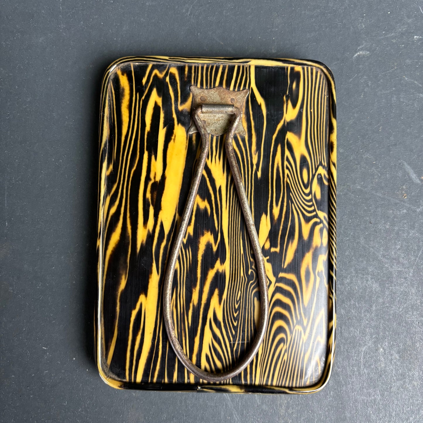 Vintage Mid-Century Etched Wall Mirror with Faux Tortoiseshell Frame