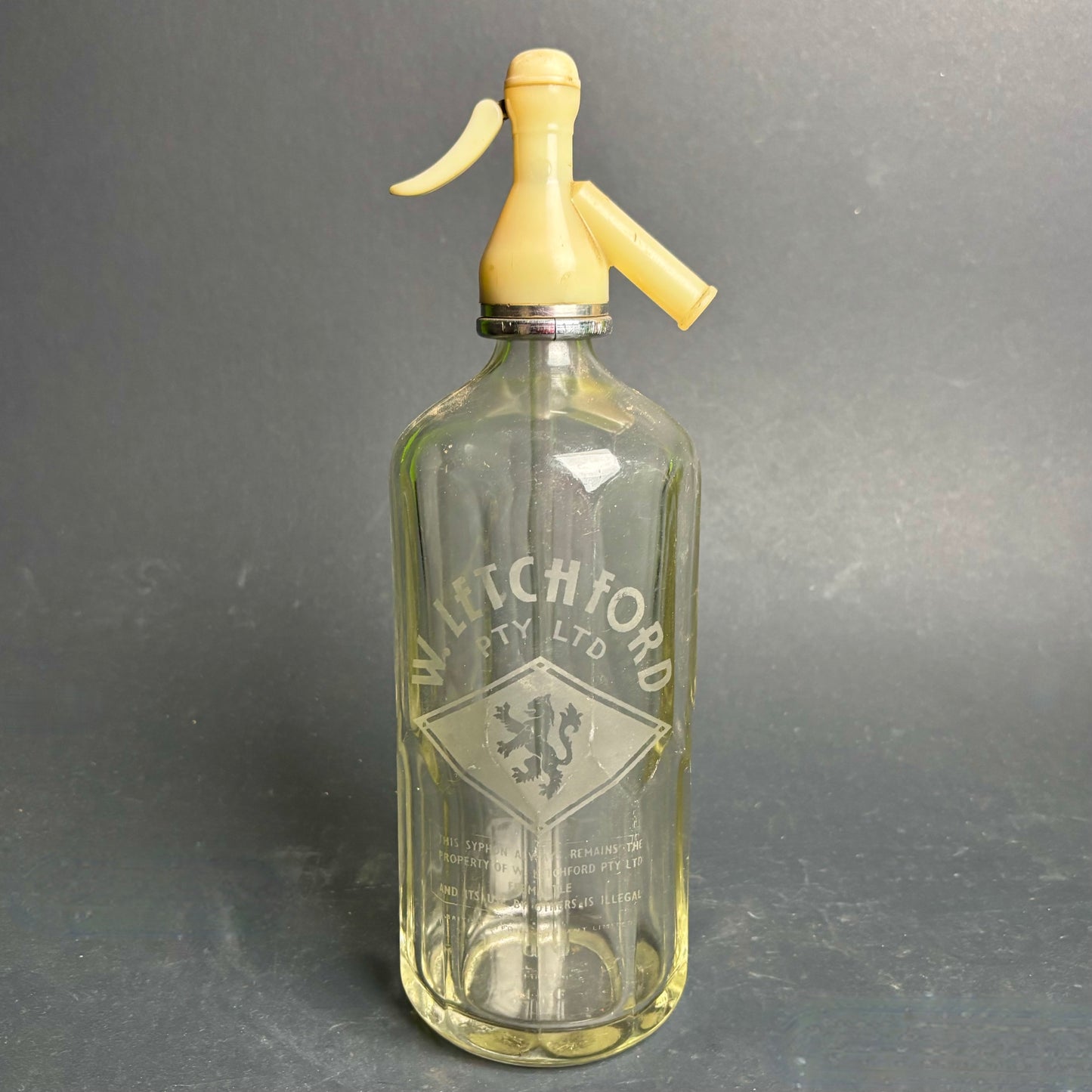 Vintage W. Letchford Fremantle Soda Syphon – Original Bakelite Head – Etched Glass