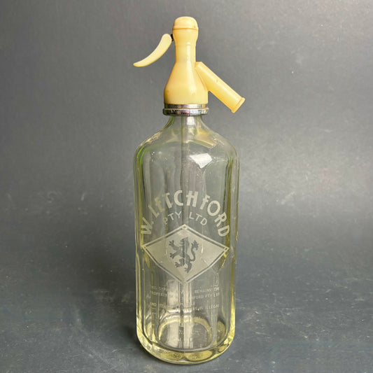 Vintage W. Letchford Fremantle Soda Syphon – Original Bakelite Head – Etched Glass