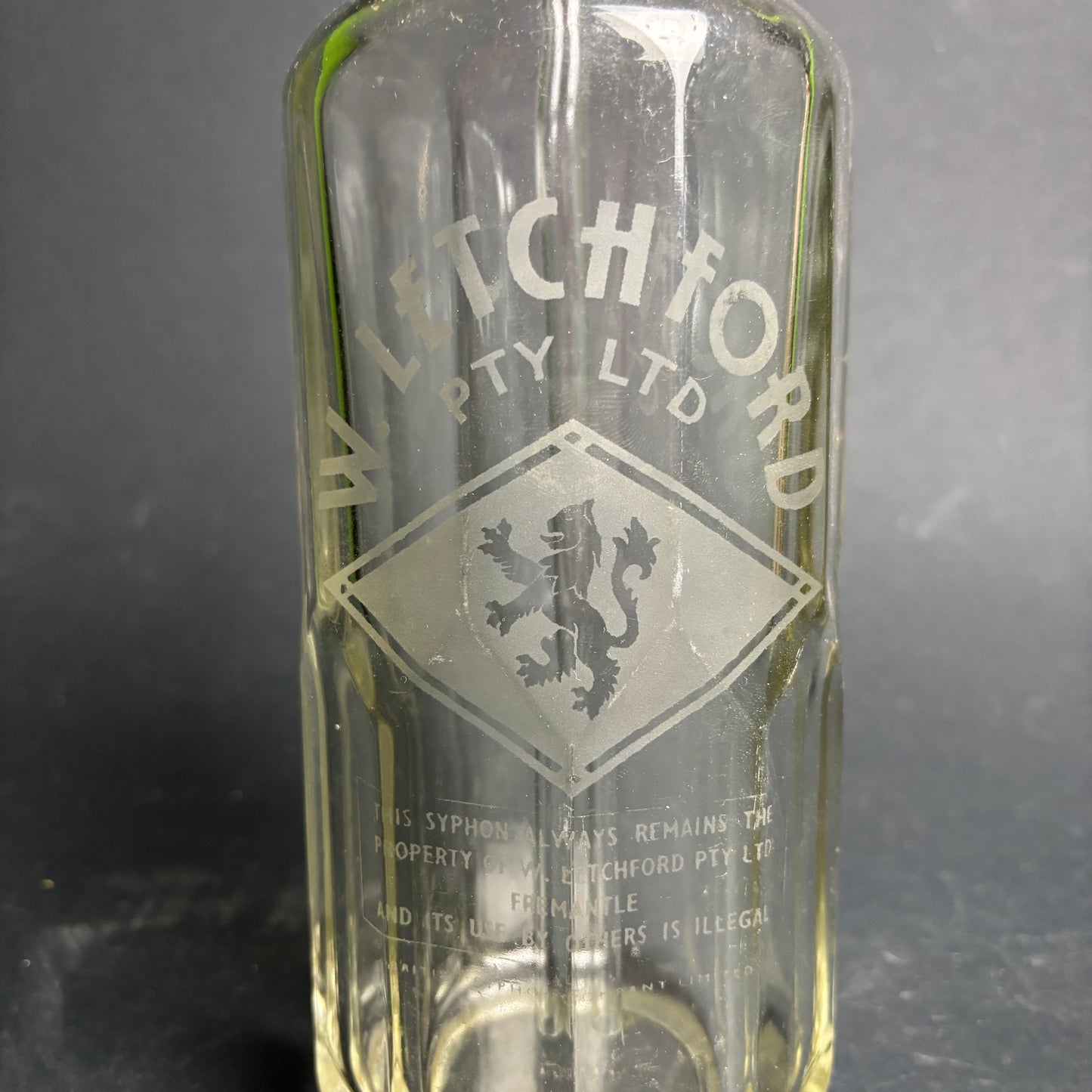 Vintage W. Letchford Fremantle Soda Syphon – Original Bakelite Head – Etched Glass