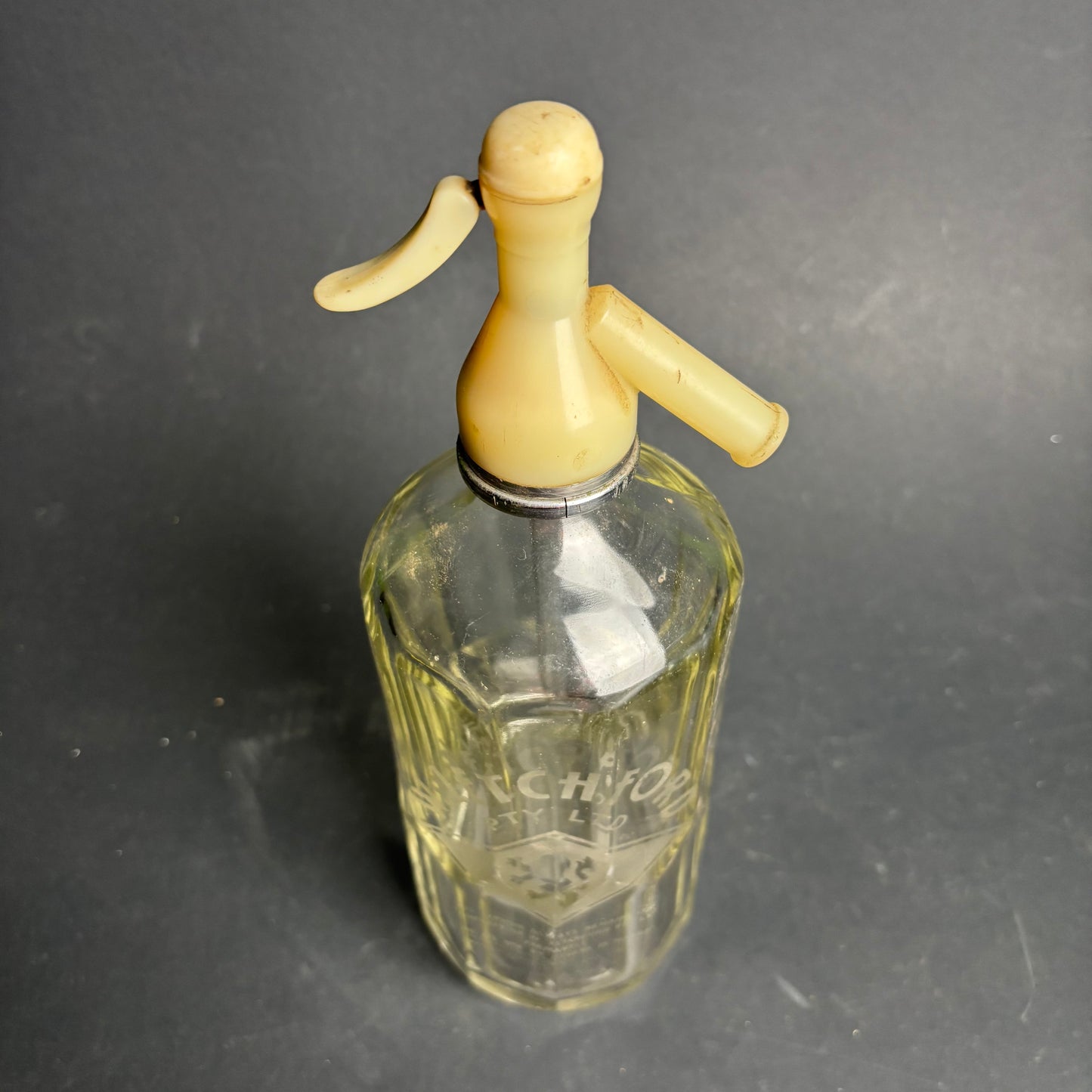 Vintage W. Letchford Fremantle Soda Syphon – Original Bakelite Head – Etched Glass