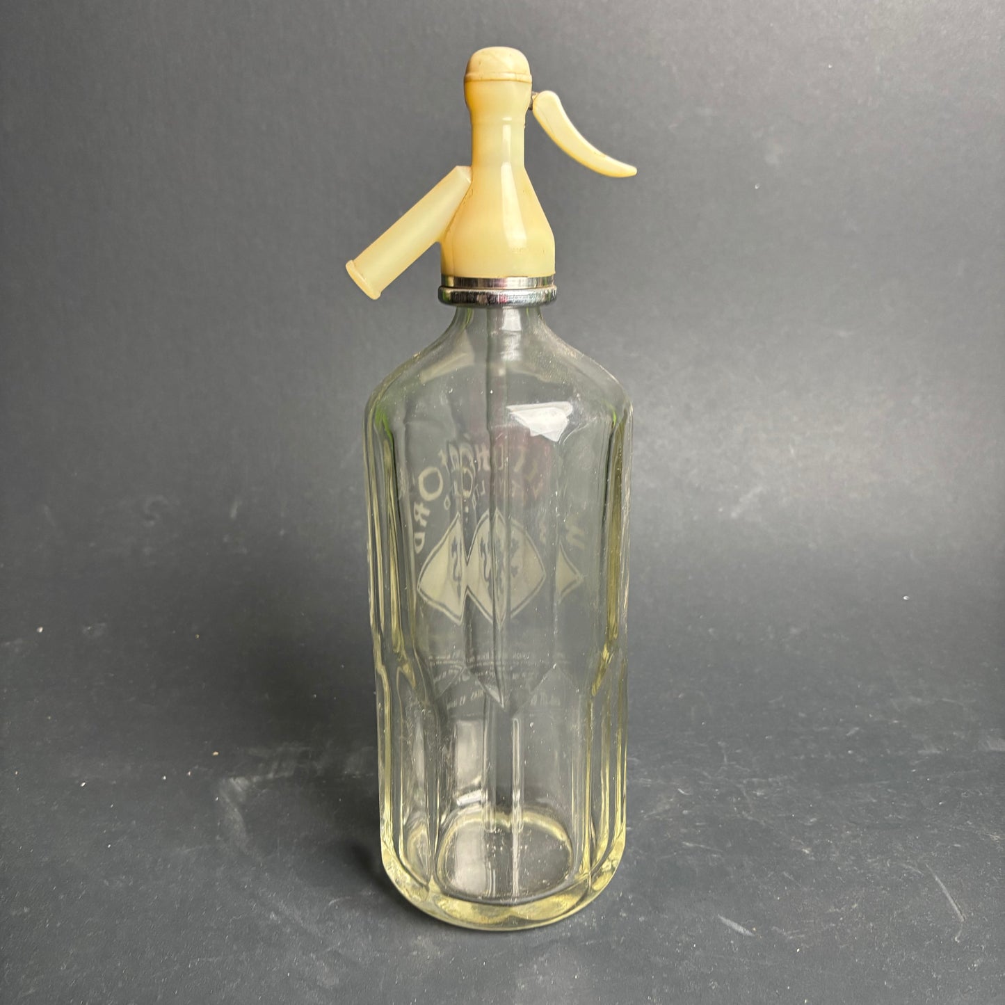 Vintage W. Letchford Fremantle Soda Syphon – Original Bakelite Head – Etched Glass