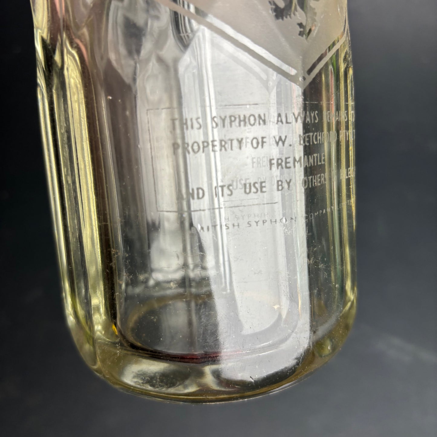Vintage W. Letchford Fremantle Soda Syphon – Original Bakelite Head – Etched Glass