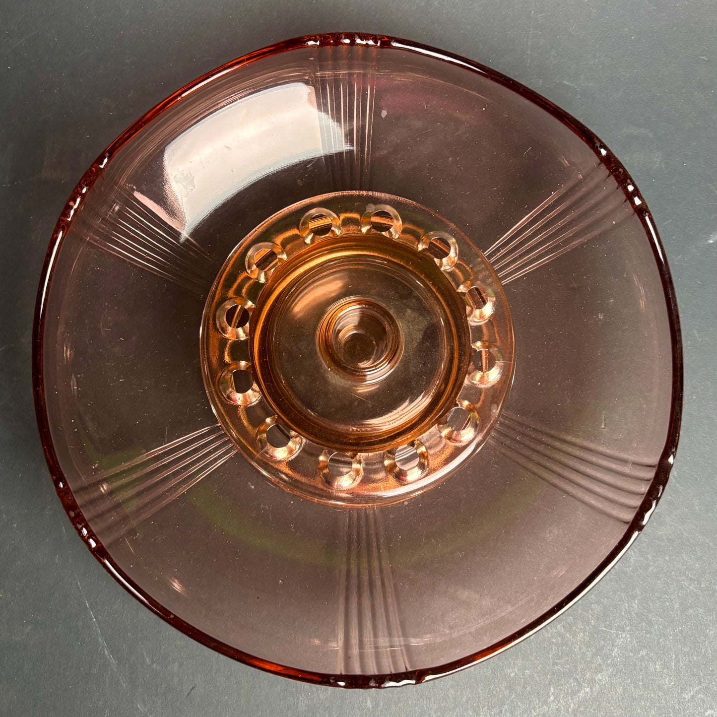 Art Deco Figural Glass Centrepiece Nude Lady Flower Frog Bowl c1930s