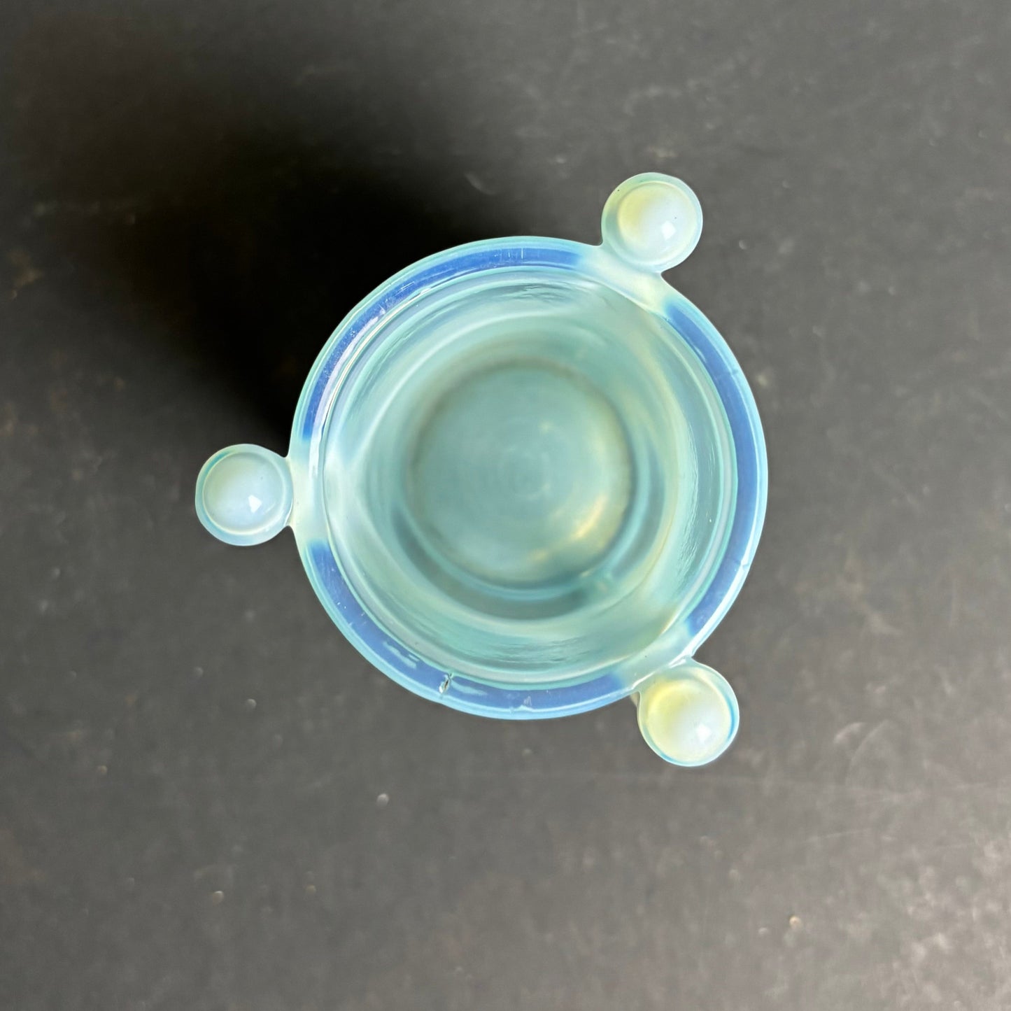 Vintage Art Deco Blue Opalescent Glass Match Holder / Spill Vase