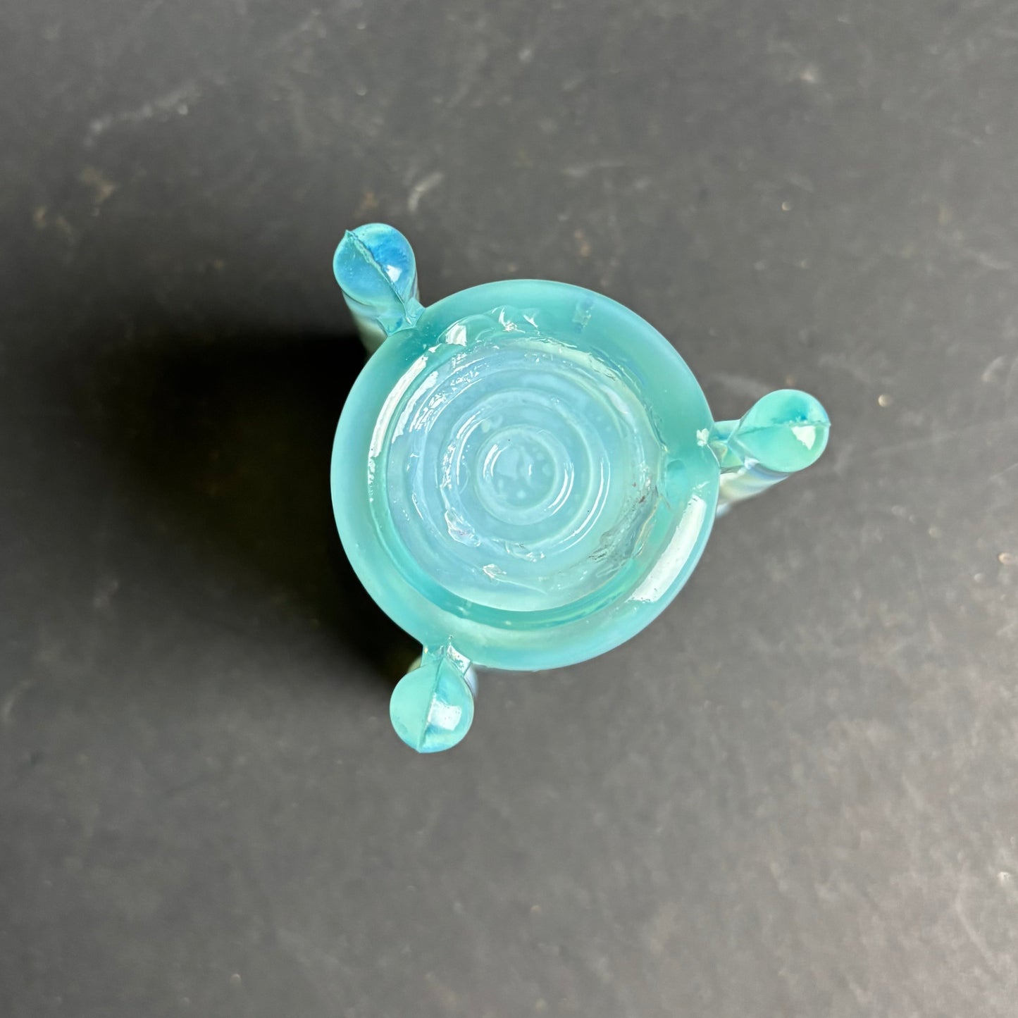 Vintage Art Deco Blue Opalescent Glass Match Holder / Spill Vase