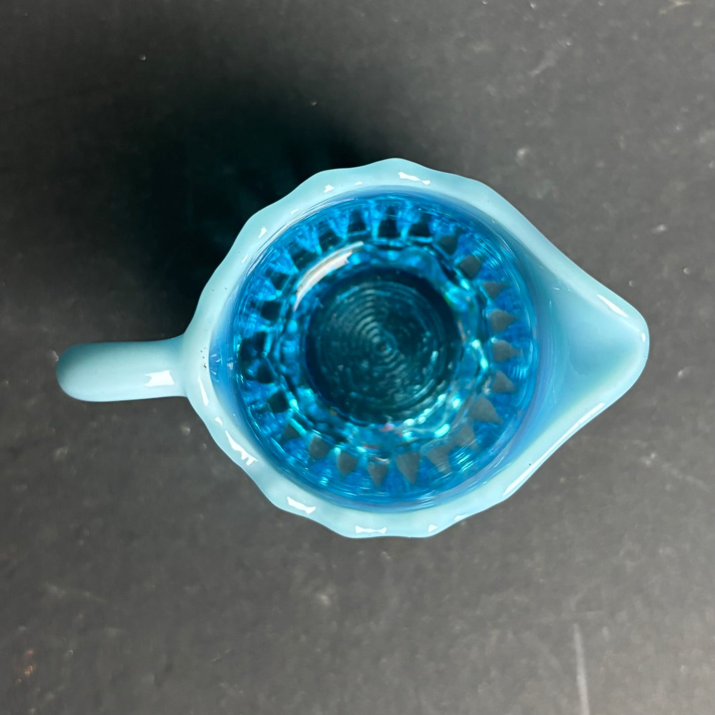 Vintage Blue Opalescent Glass Creamer – Pressed Glass Jug
