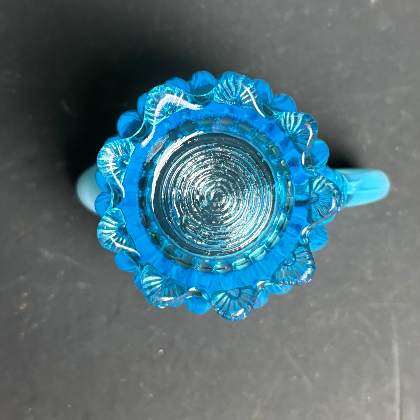 Vintage Blue Opalescent Glass Creamer – Pressed Glass Jug