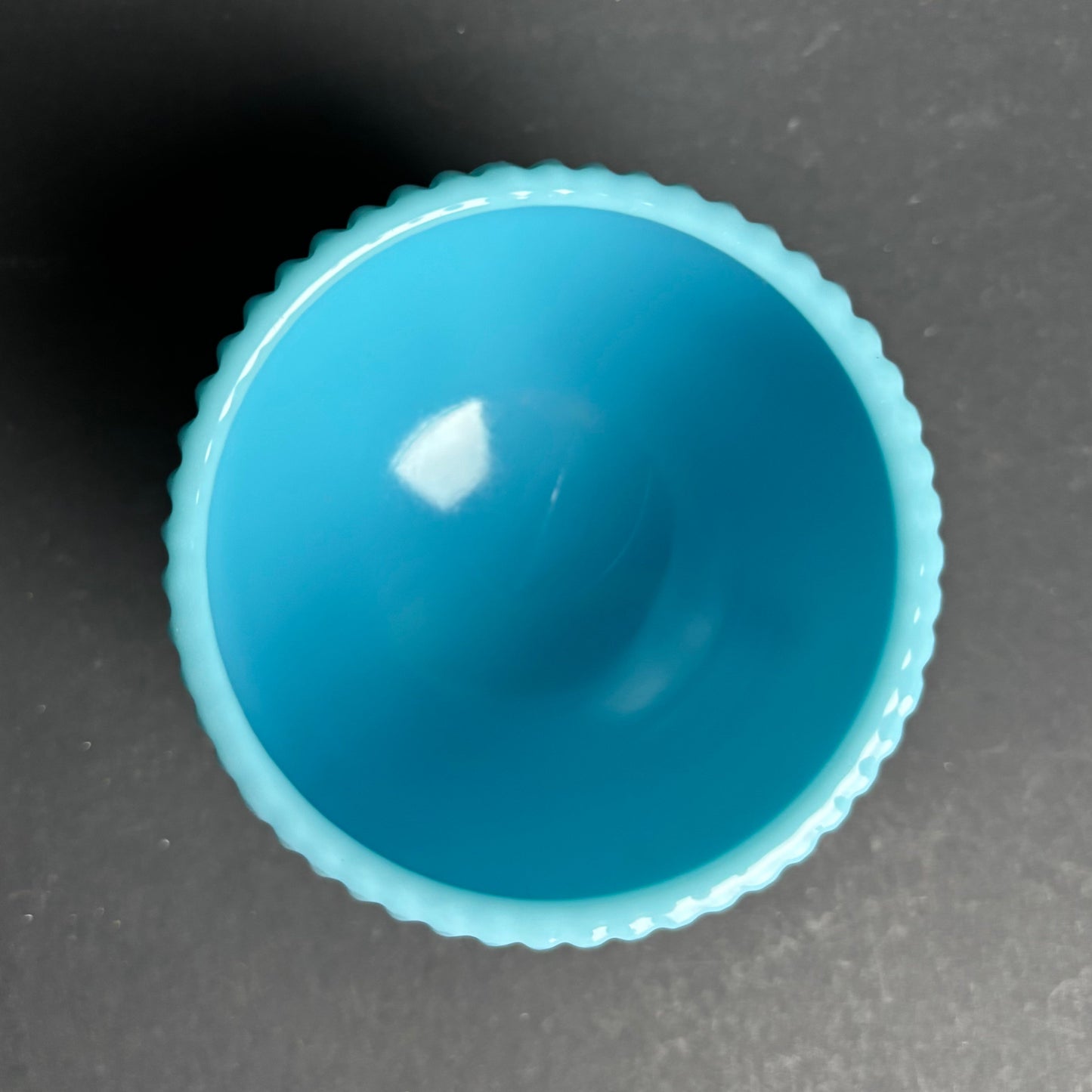 Vintage Blue Opaline Glass Trinket Jar – Footed Lidded Pot