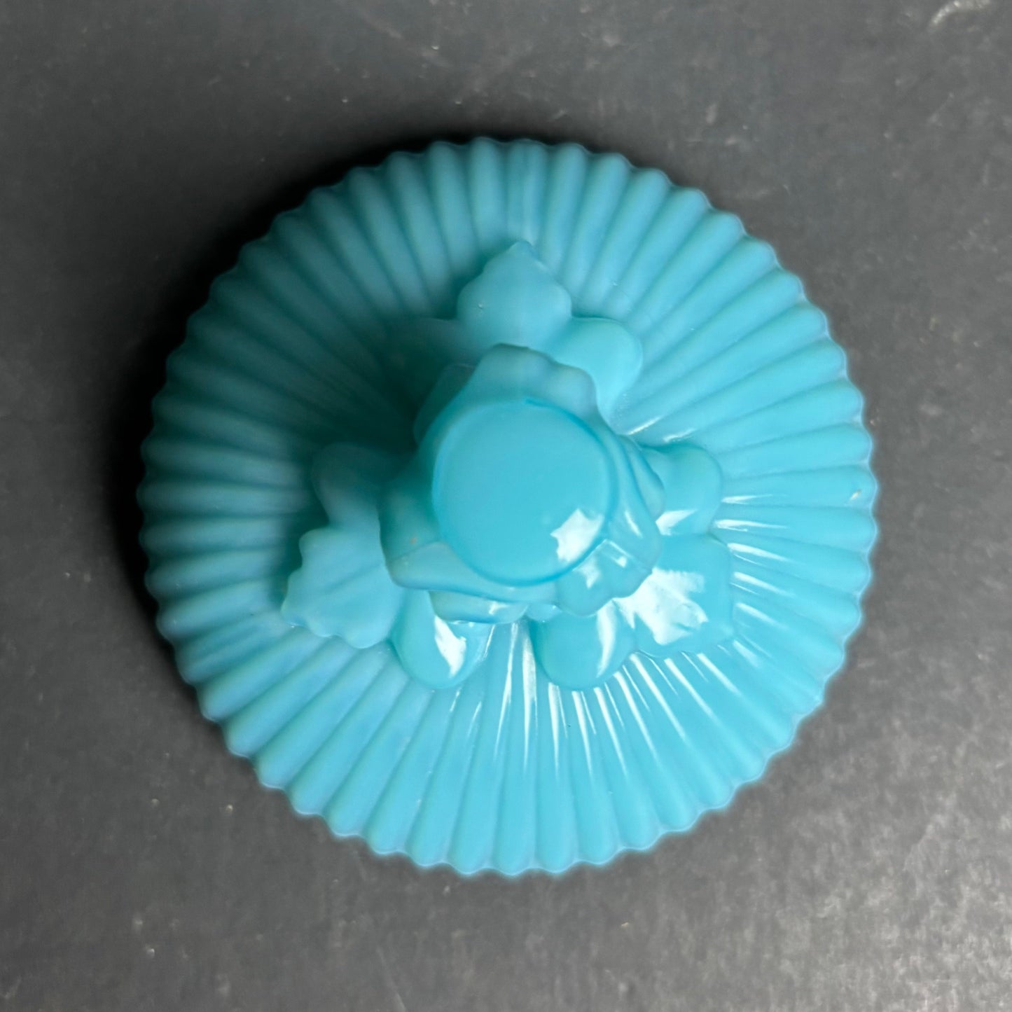 Vintage Blue Opaline Glass Trinket Jar – Footed Lidded Pot