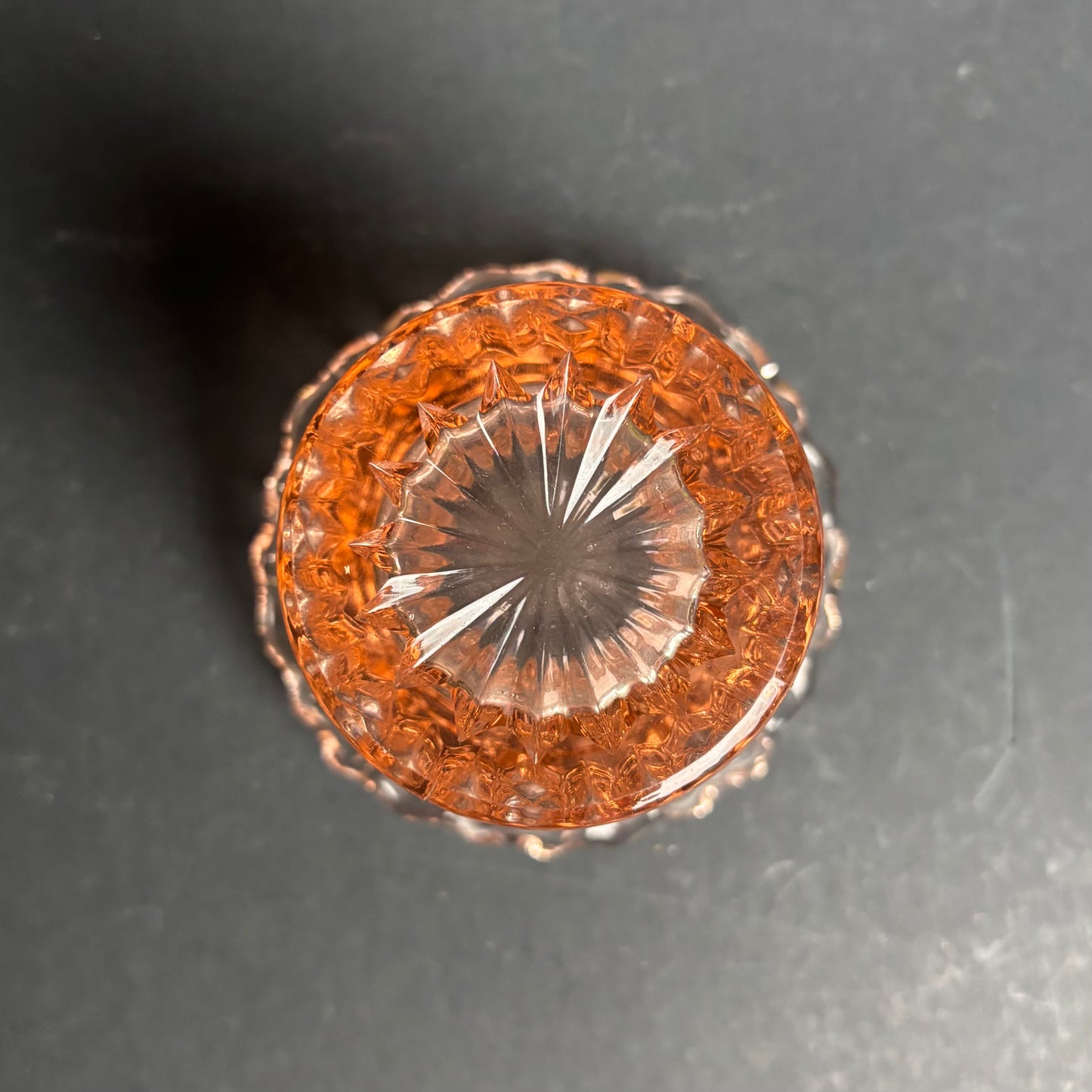 Vintage Pink Pressed Glass Ruffle Vase