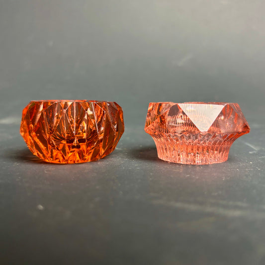 Vintage Pink Pressed Glass Open Salts / Cellars – Pair, Deco Tableware