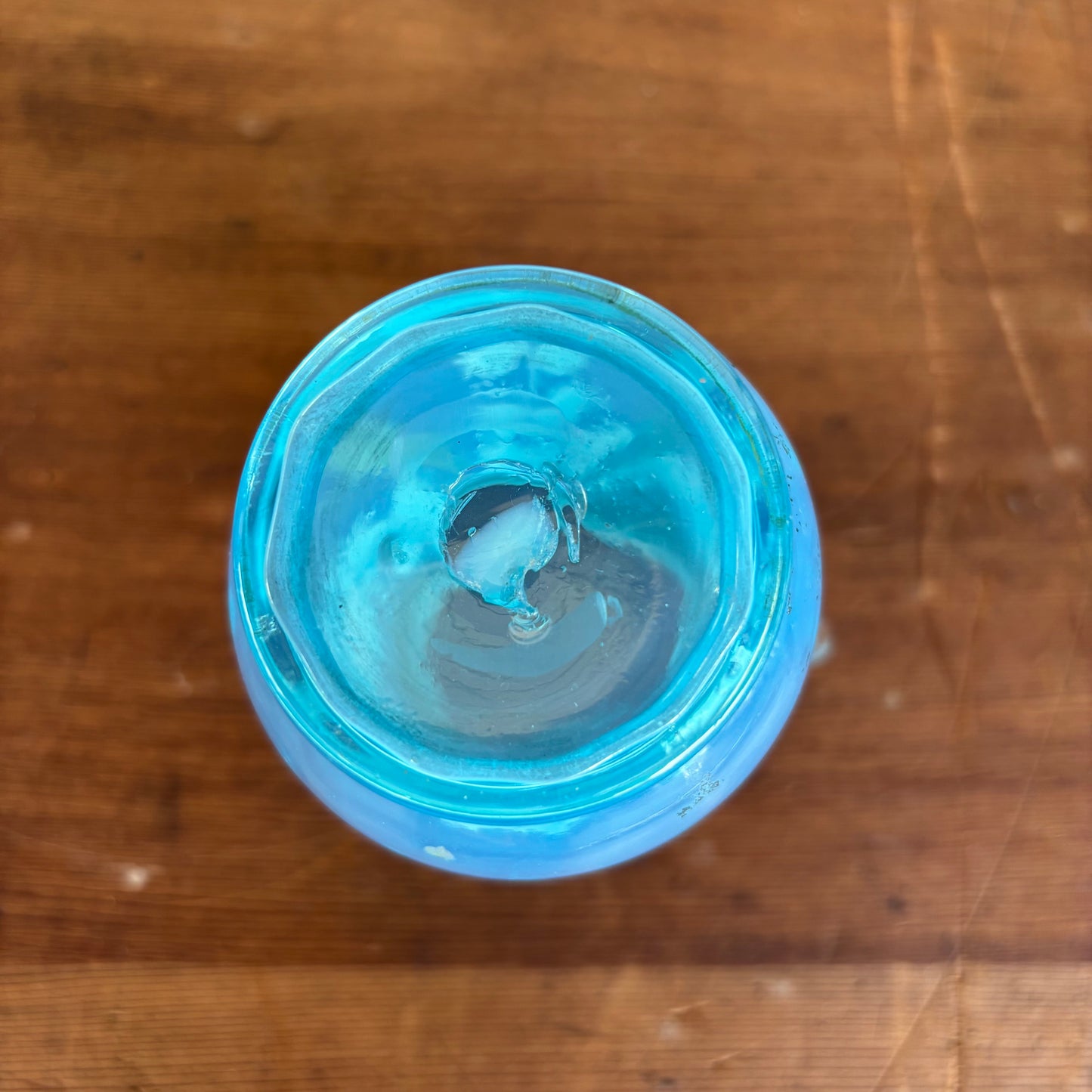 Victorian Handblown Opaline Blue Glass Jug with Gilt Enamel