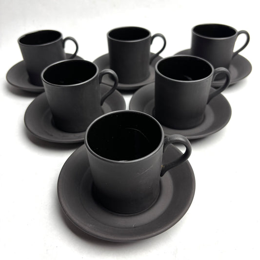 Set of six Wedgwood Black Basalt Coffee Cups