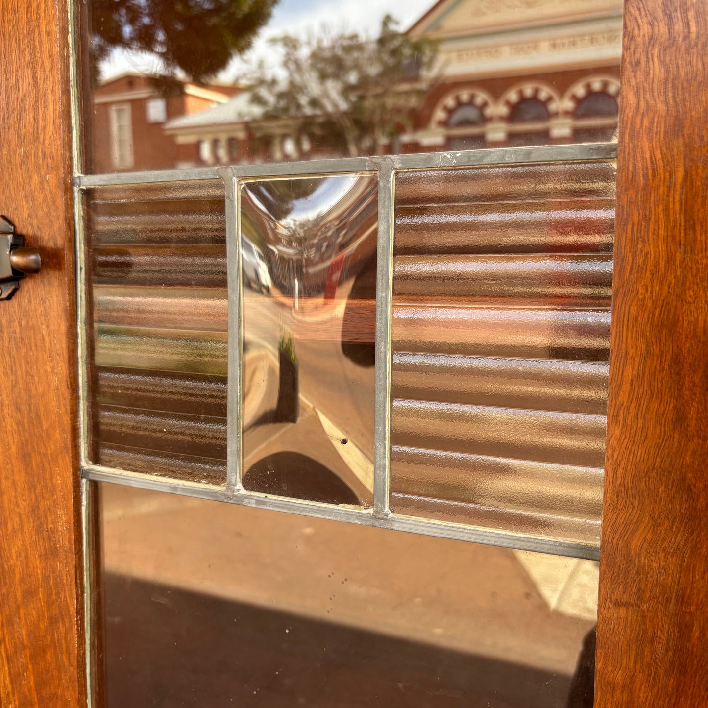 Art Deco Jarrah Kitchenette Cabinet Leadlight Doors c.1930s Restored