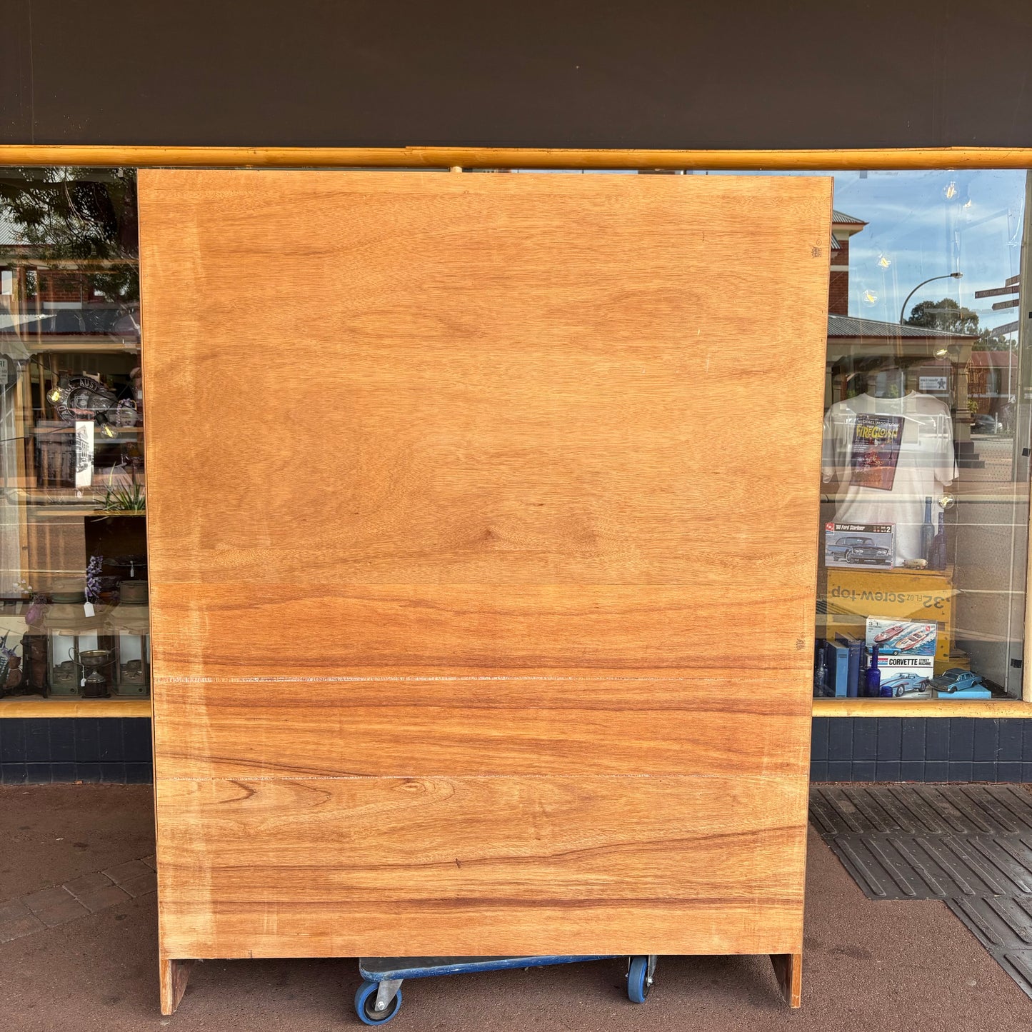 Art Deco Jarrah Kitchenette Cabinet Leadlight Doors c.1930s Restored
