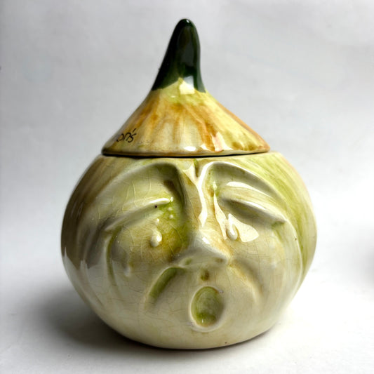 Vintage Pickled Onion Ugly Face Lidded Jar by Toni Raymond