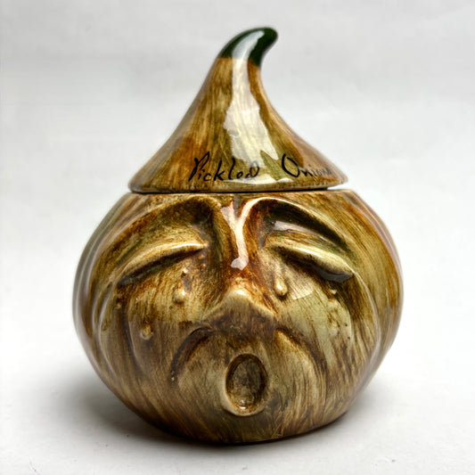 Vintage Pickled Onion Ugly Face Lidded Jar by Toni Raymond