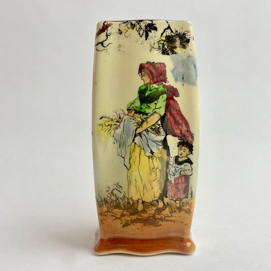 Rare Royal Doulton Seriesware Small Square Vase - The Gleaners