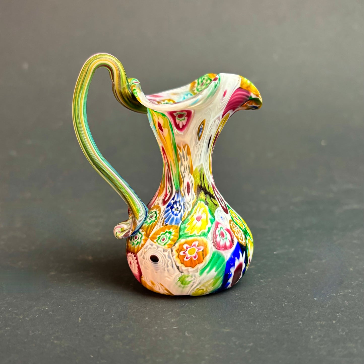 Murano Millefiori Art Glass Miniature Ewer – Venetian Hand Blown Jug c.1970s