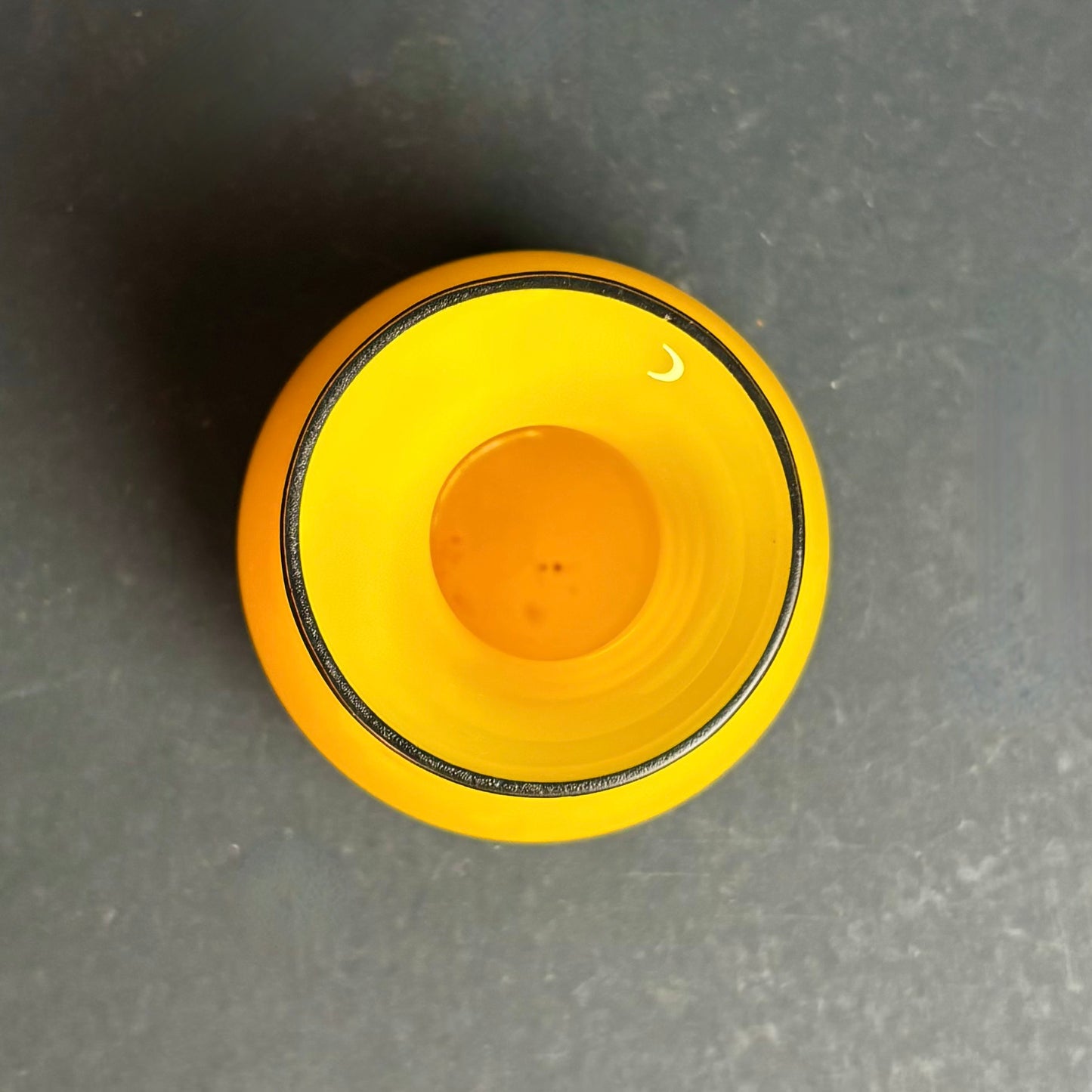 Art Deco Czech Tango Glass Vase Yellow with Black Banding c.1930s