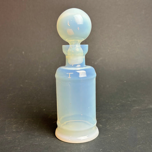 Art Deco French Opalescent Glass Scent Bottle ‘Moonstone Blue’ c.1930